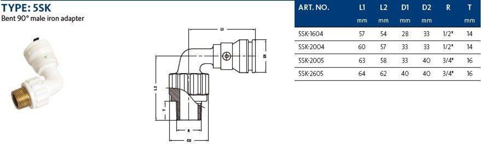 Aluverbund Steckfitting Henco Vision Übergangswinkel Außengewinde 90° 20 x 2 - 1/2" AG