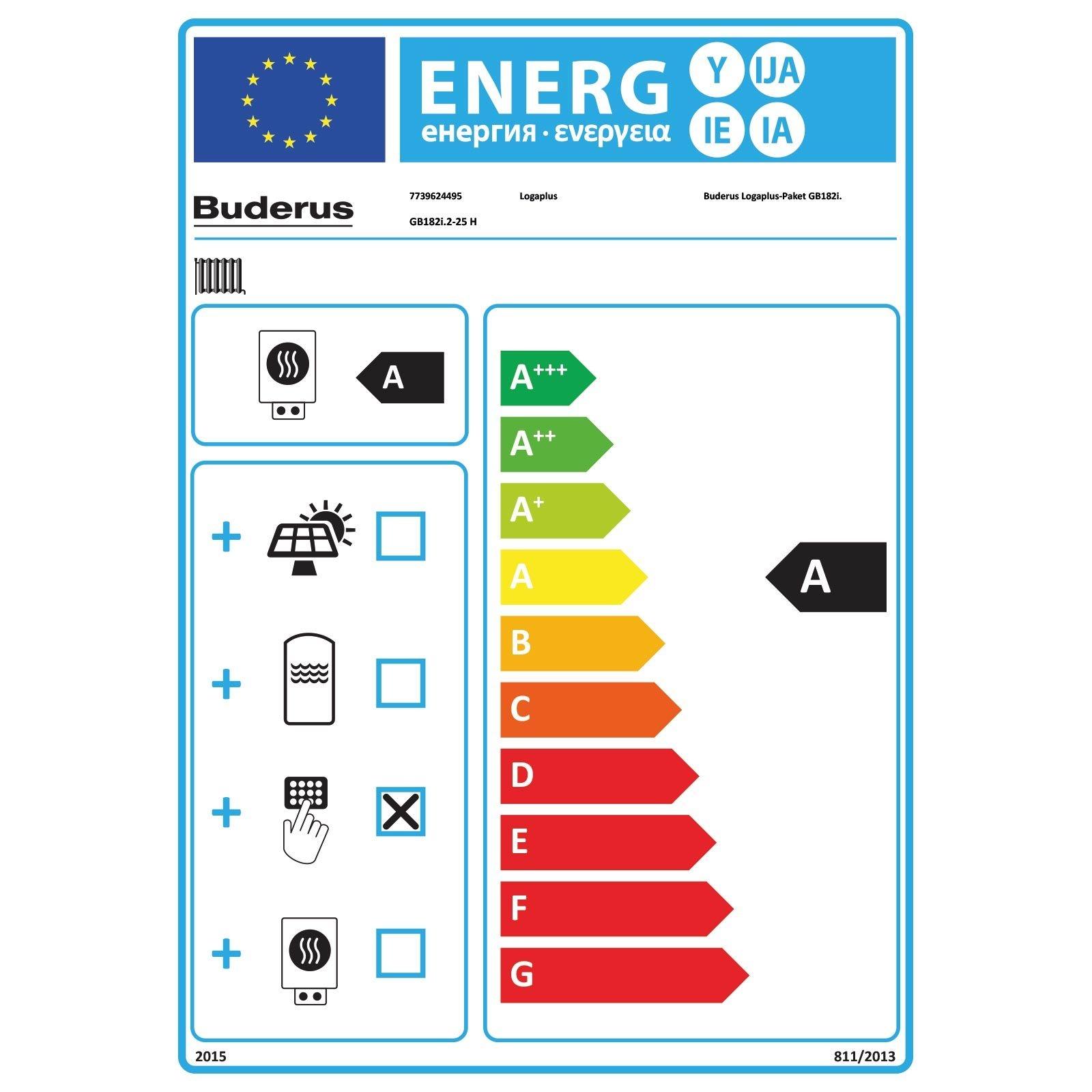 Buderus Gas-Brennwert Paket Kombigerät Logamax plus GB182i.2-25 H 25 kW in schwarz inkl. 200 l Speicher EBS-PU200