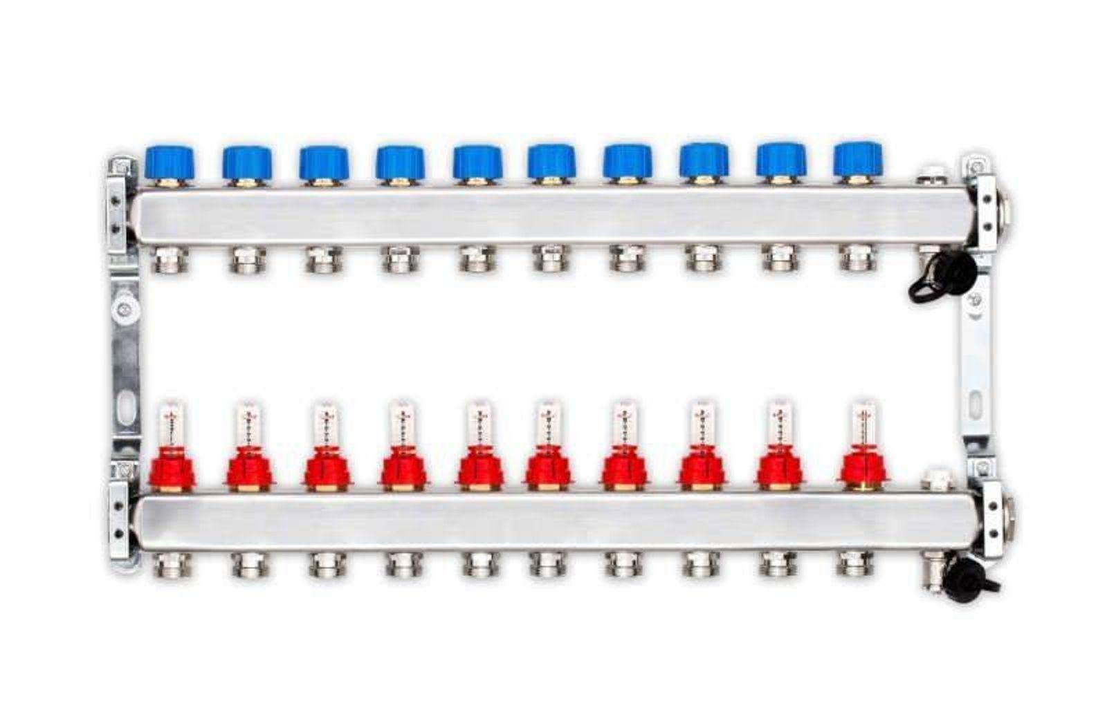 76,8 m² Set Dünnschichtsystem flach 12x2 PE-RT Rohr Raster 10 cm 10 Heizkreise LCD Regler 230 V + Zubehör