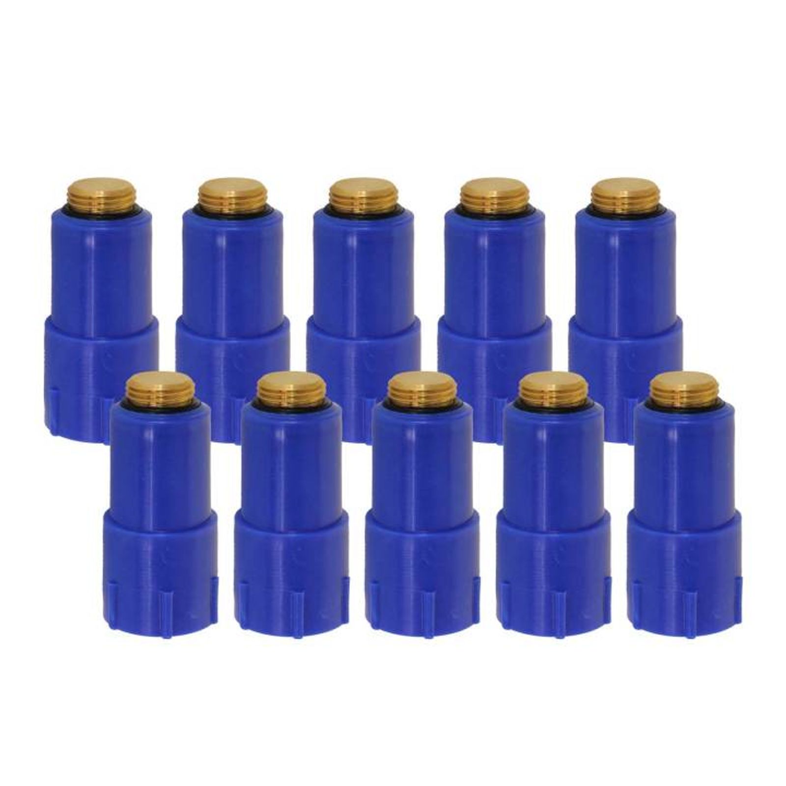 Baustopfen blau 1/2 Zoll mit Messinggewinde Set 10 Stück
