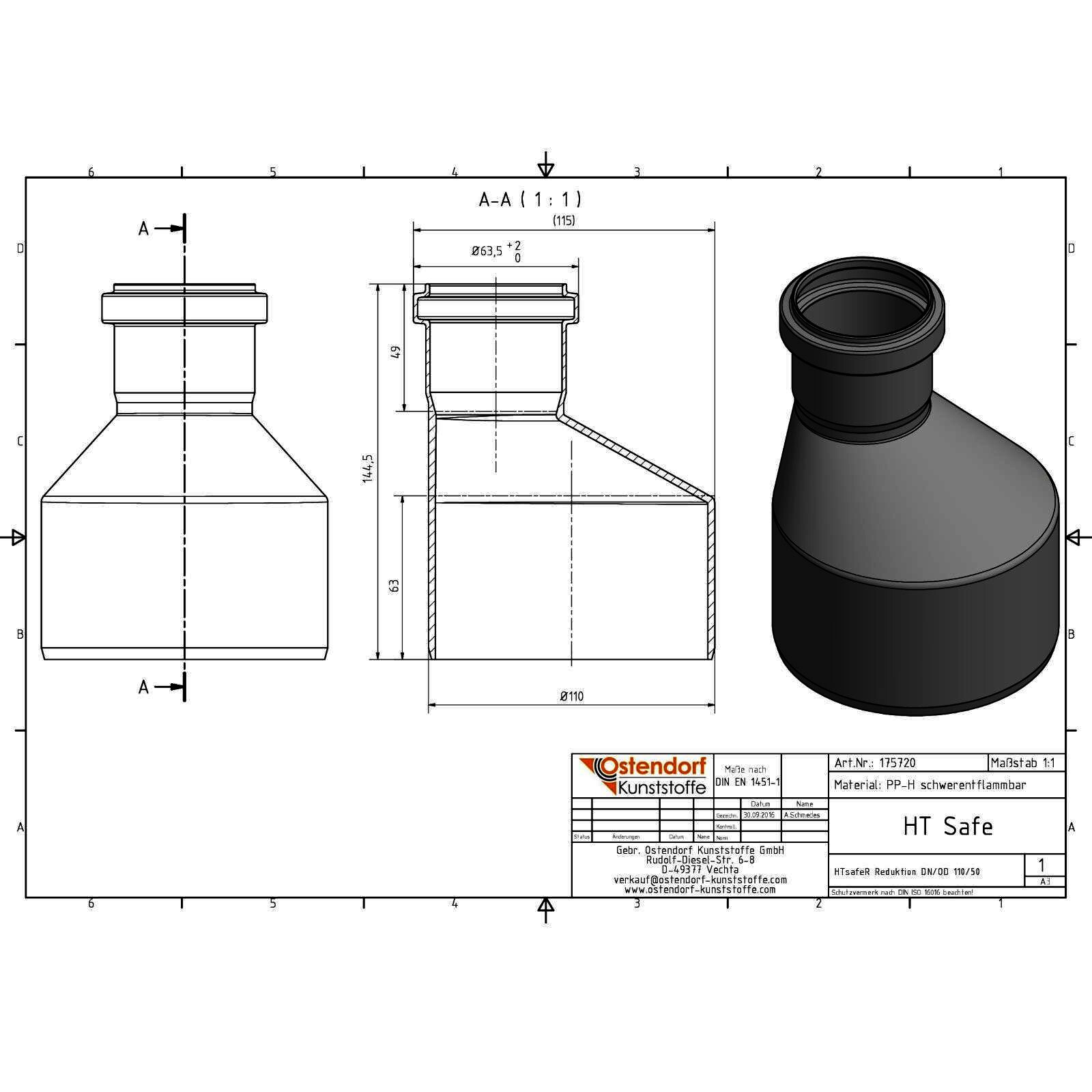 HTsafe Reduziermuffe DN 110/50