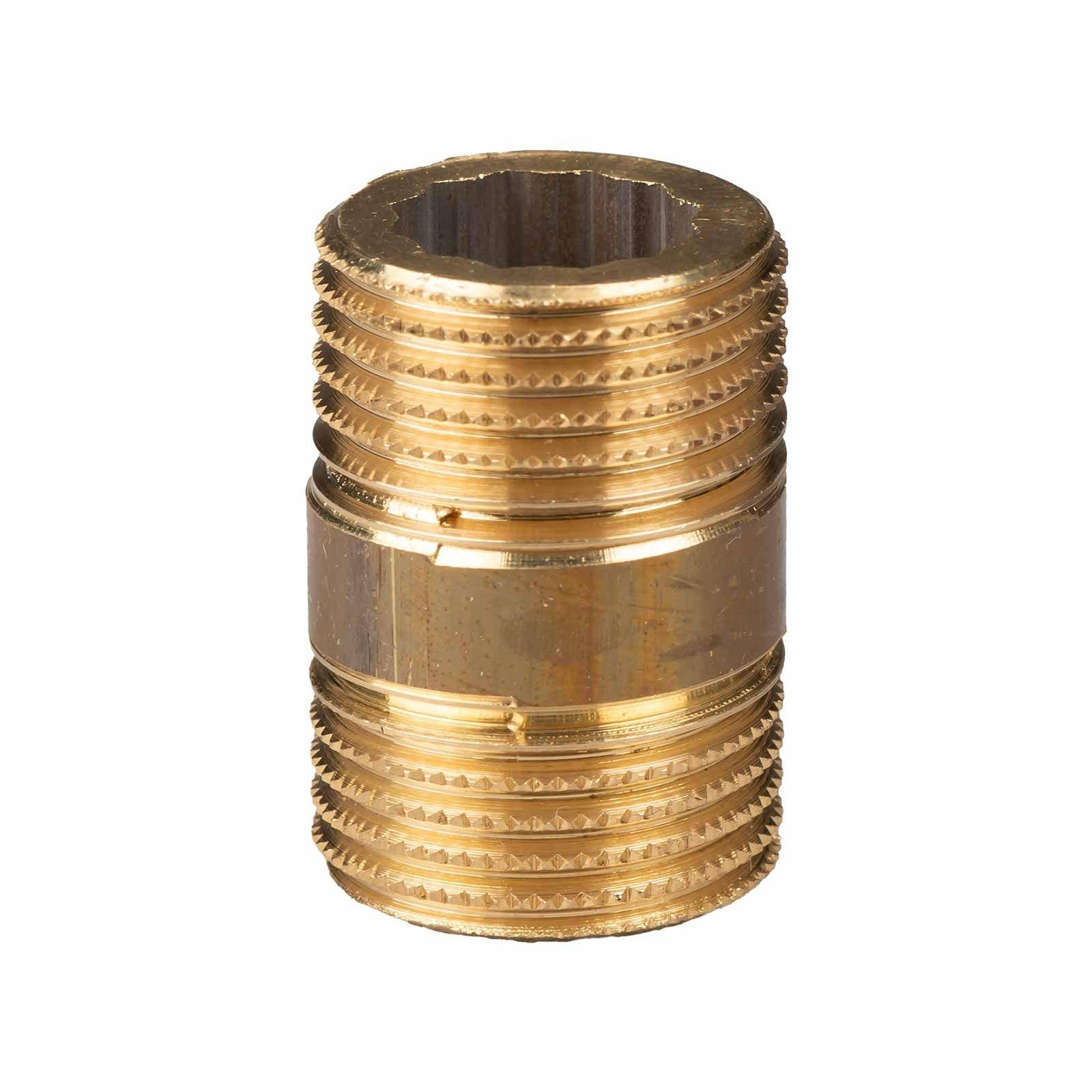 Messing Gewinde-Fitting Distanz-Doppelnippel 1/2" - 1/2" L= 30 mm, schwere Ausführung