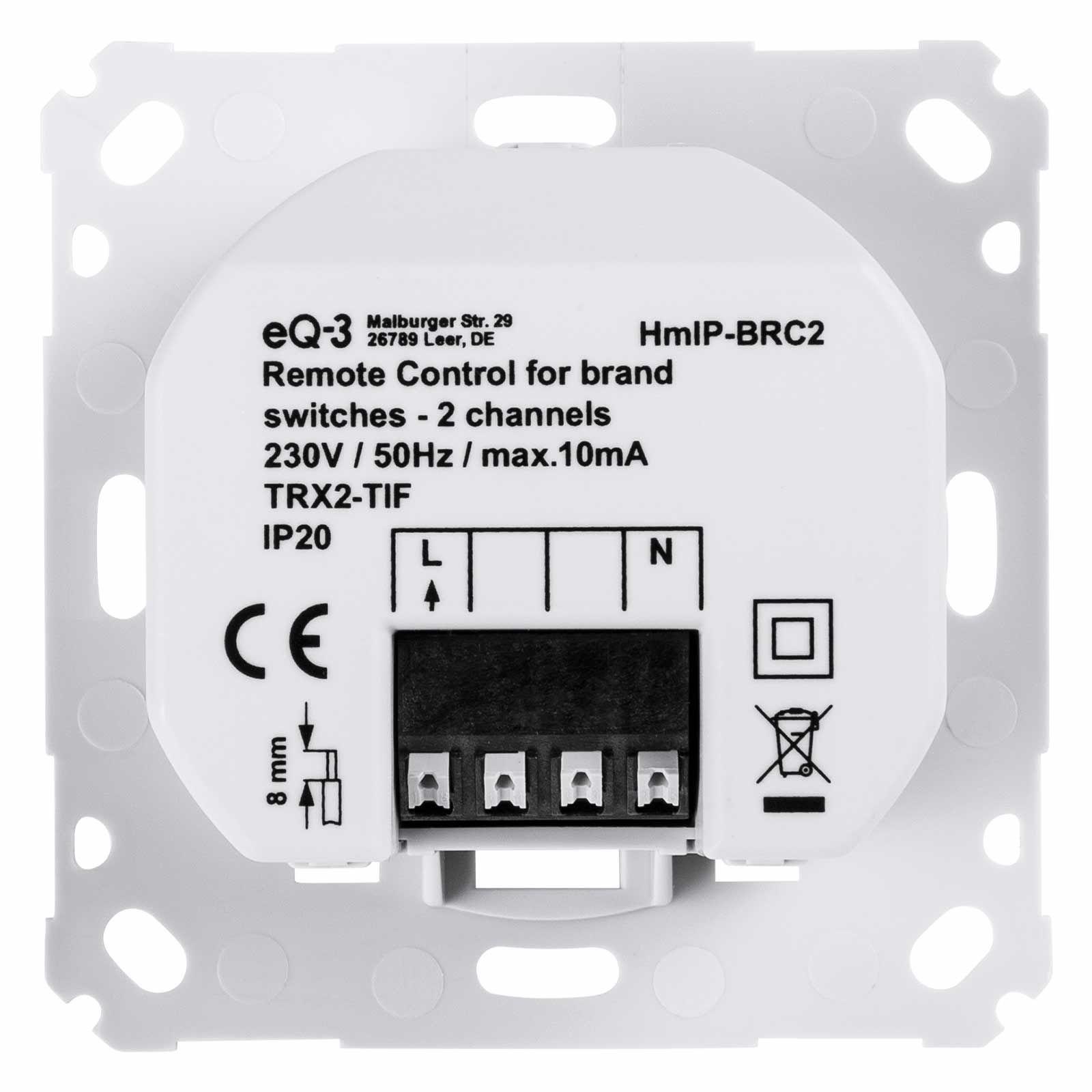 Homematic IP Smart Home Wandtaster HmIP-BRC2 für Markenschalter - 2-fach