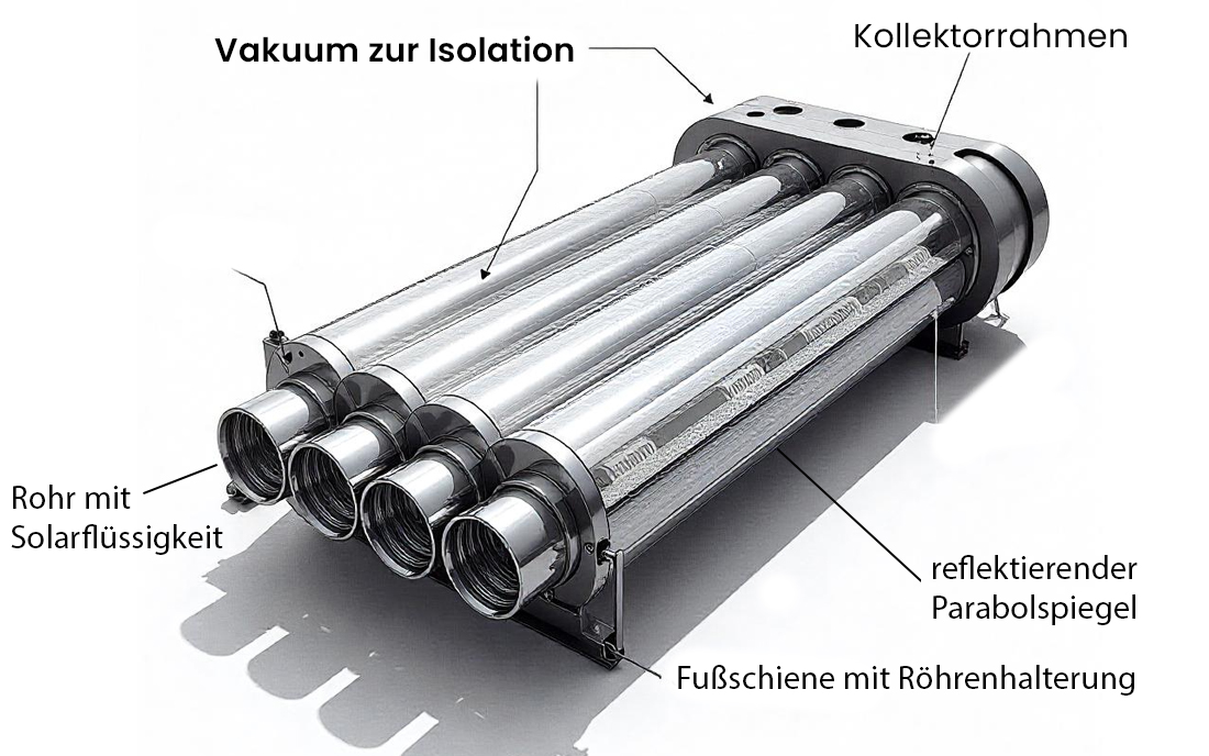 Funktionsweise und Aufbau von Solarthermie Röhrenkollektoren