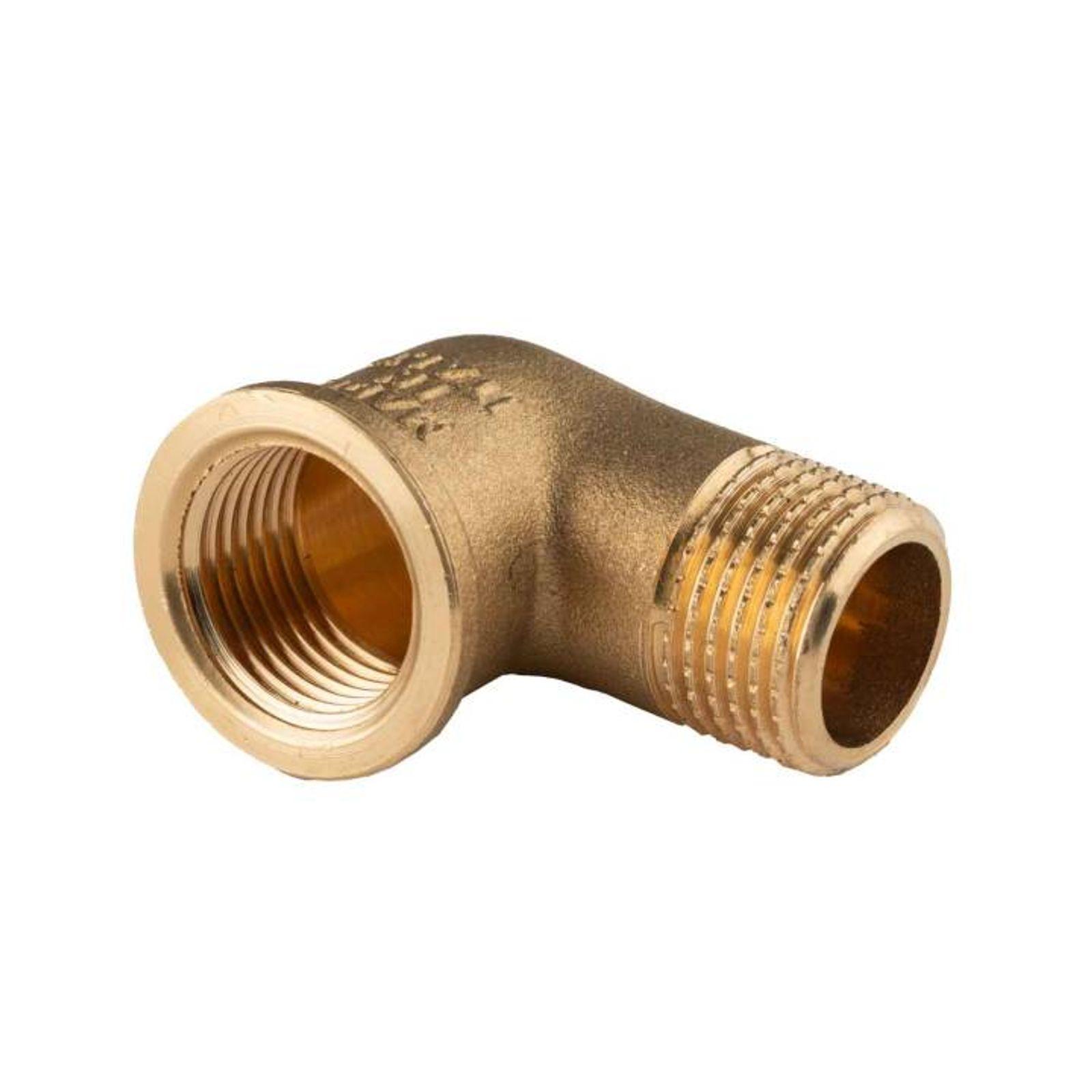 Messing Gewinde-Fitting 90° Winkel 1/2"IG - 1/2"AG (DN 15) - schwere Ausführung