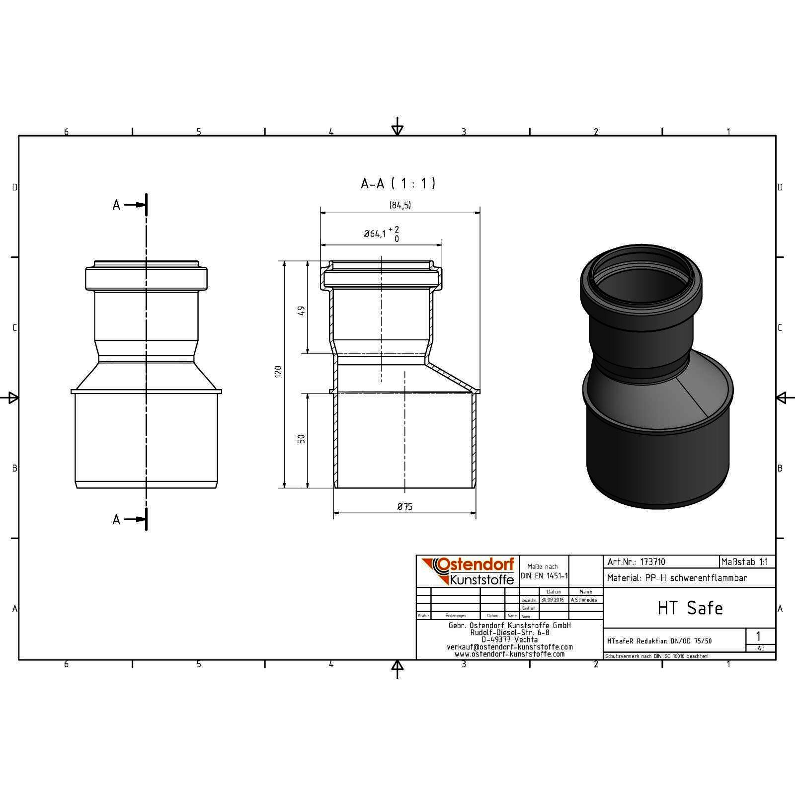HTsafe Reduziermuffe DN 75/50