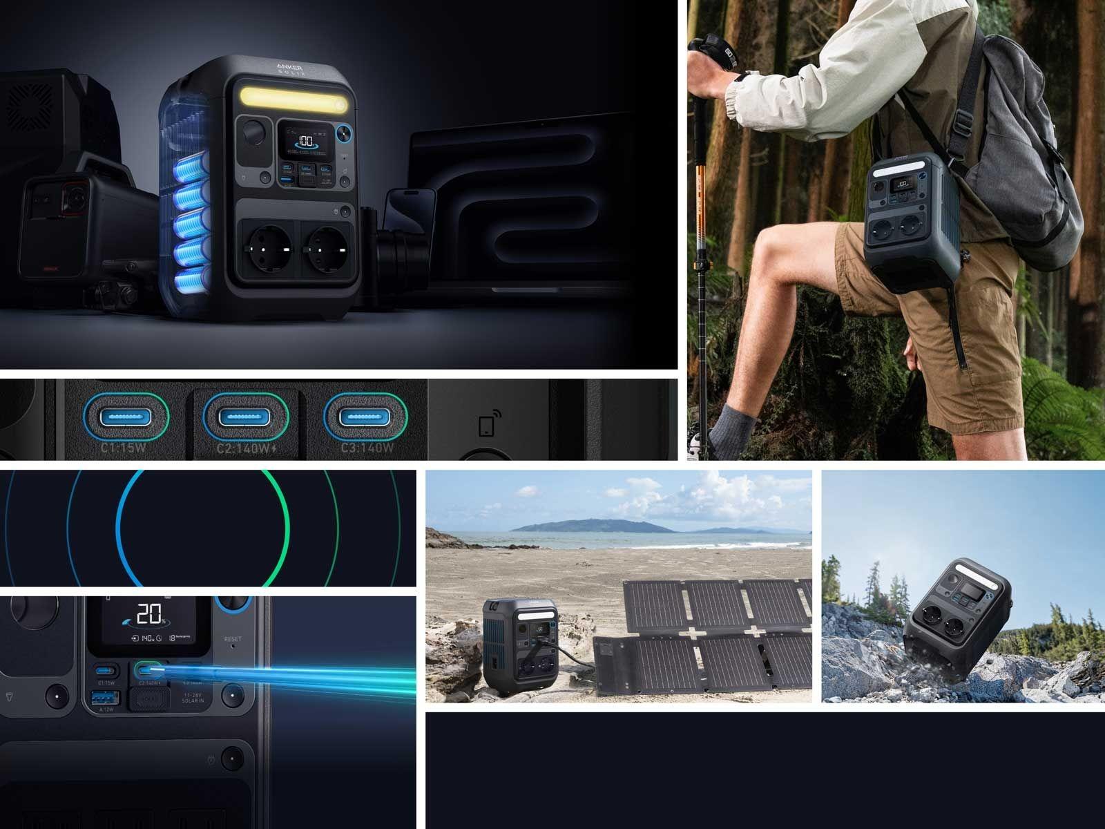 Anker SOLIX C300X DC + PS100X Set – Tragbare Powerstation mit 100W Solarpanel