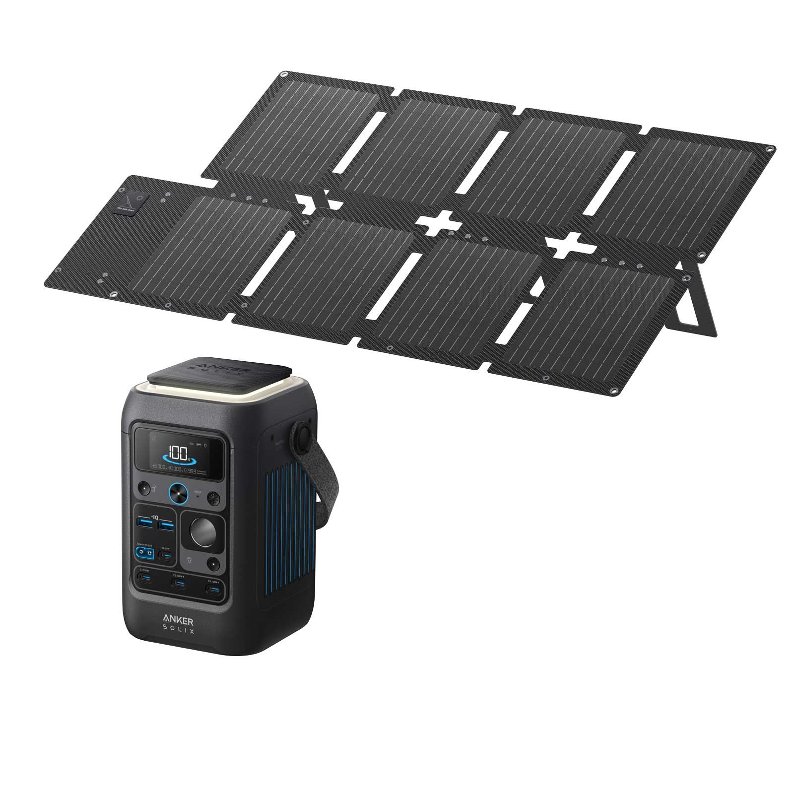 Anker SOLIX C300X DC + PS60 Set – Tragbare Powerstation mit 60W Solarpanel