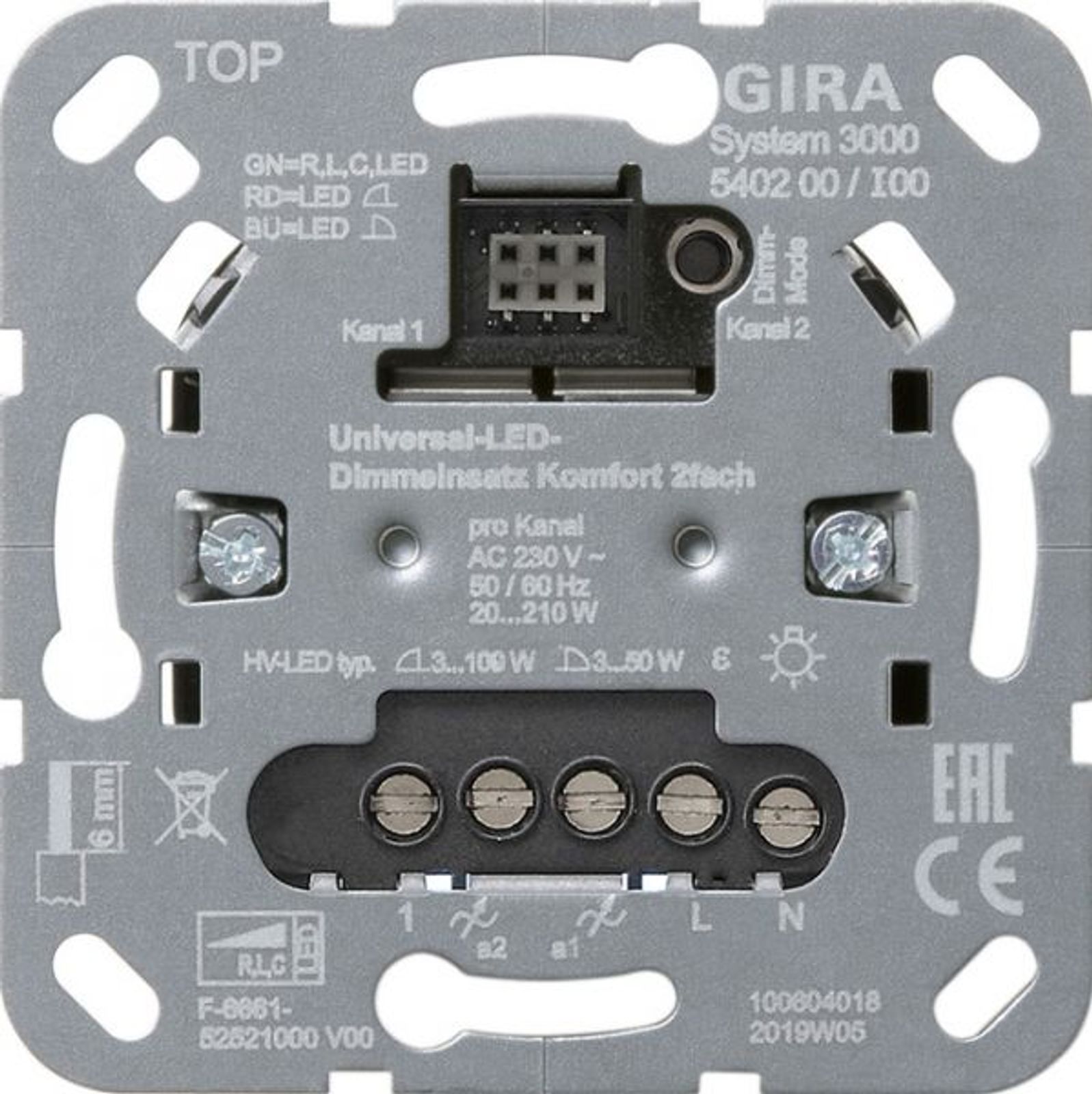 Gira Seriendimmer uni 20-210W UP System 3000 540200 Lichtwertspeicher (B-Ware)