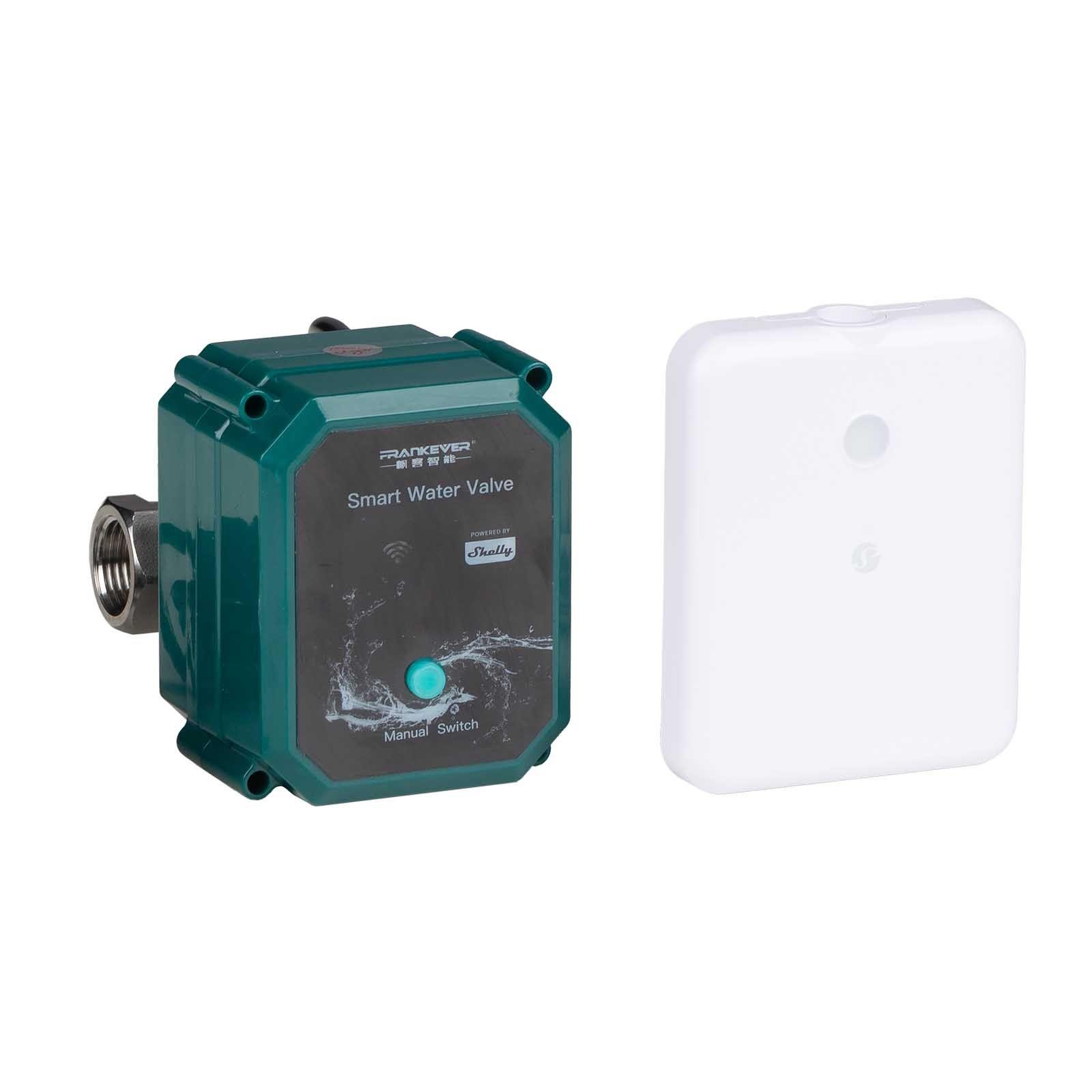 Shelly Smart Wasserschutz-Set - FrankEver Wasserventil DN15 + Flood Gen4 Wassersensor