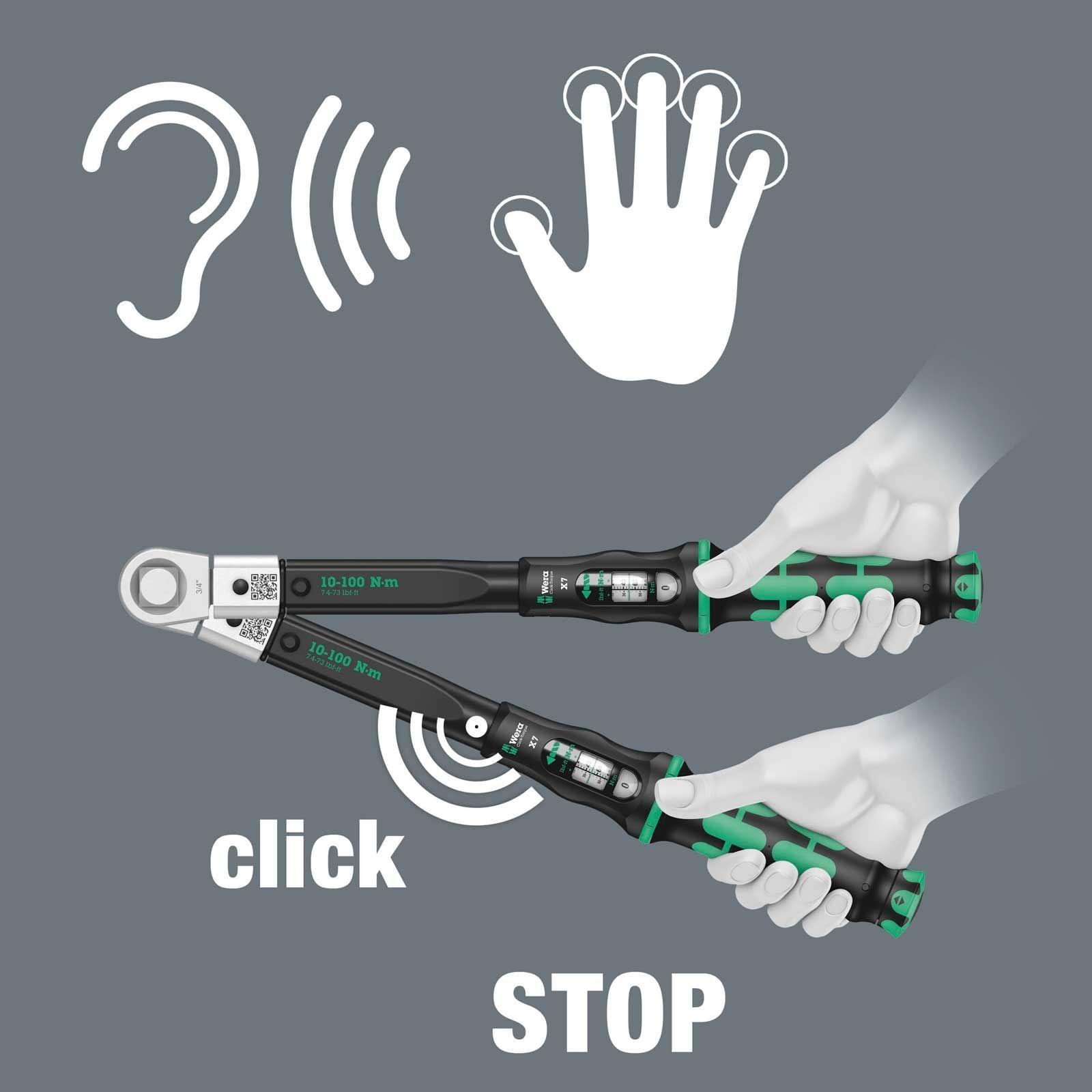 Wera Click-Torque X 7 Drehmomentschlüssel für Einsteckwerkzeuge, 10-100 Nm