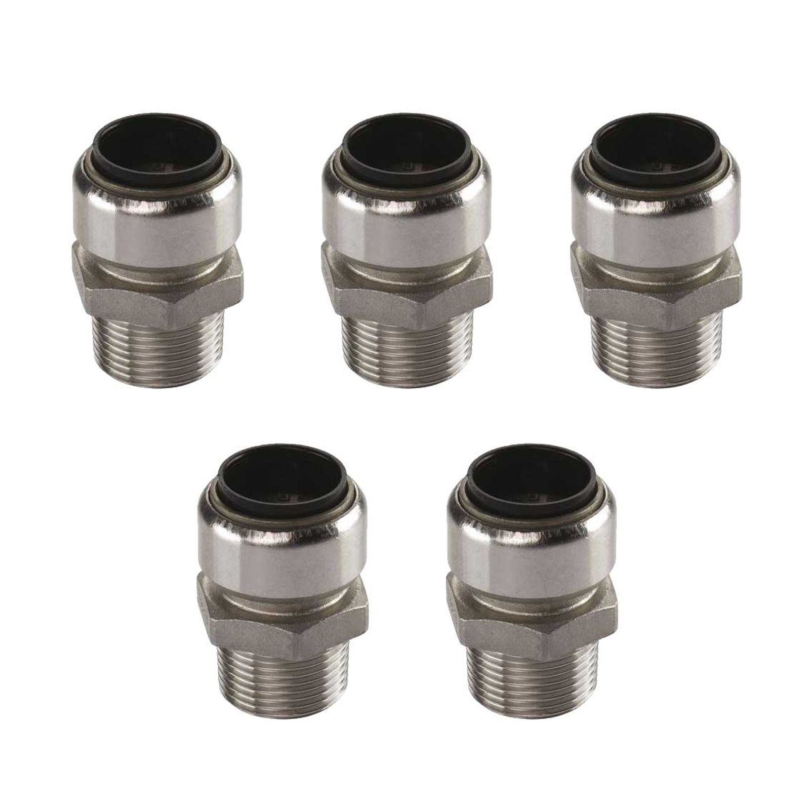 Edelstahl Steckfitting Tectite Übergangsverschraubung Außengewinde 22 mm - 3/4 Zoll DVGW 5 Stück
