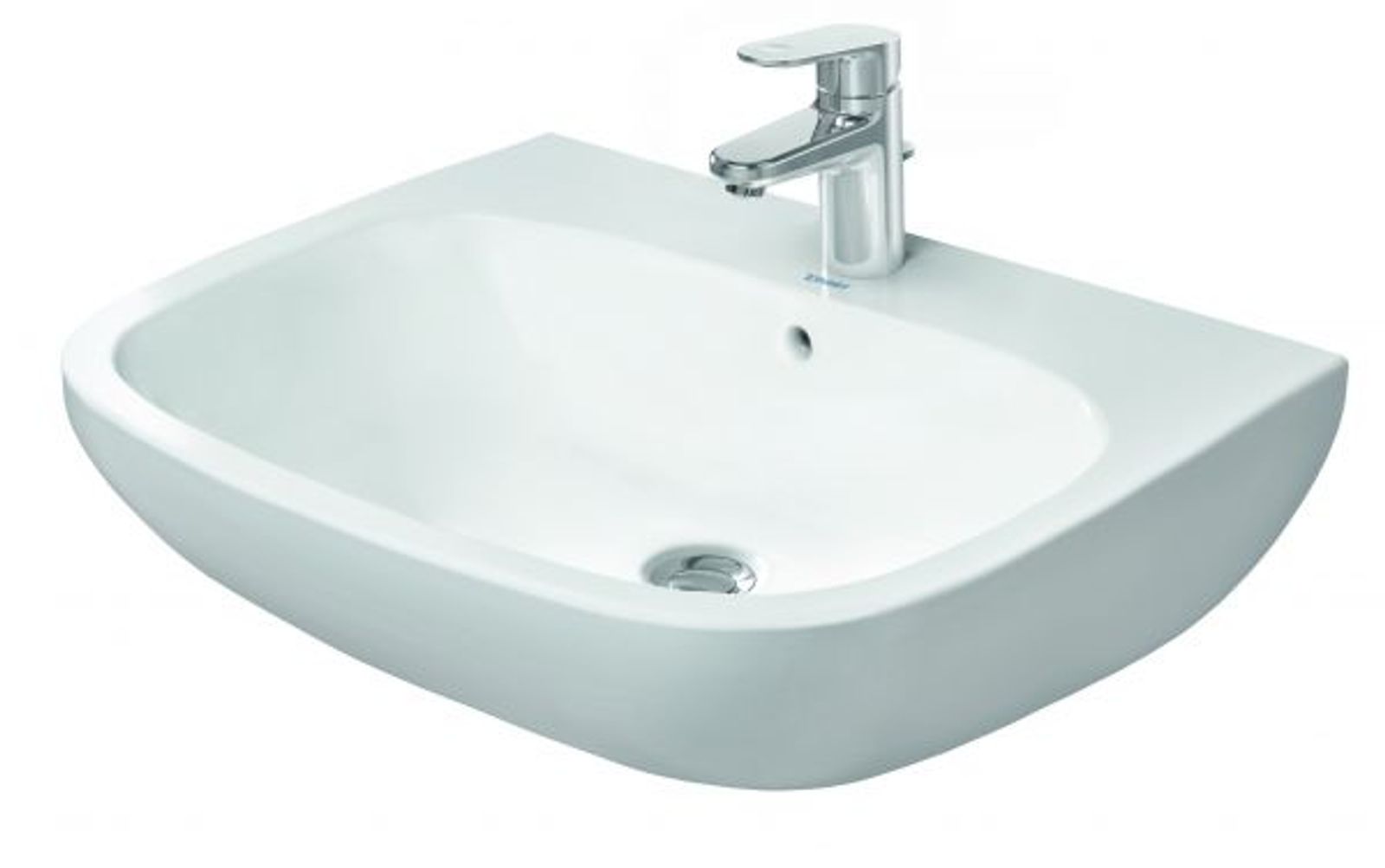 Waschtisch D-Code 650 mm mit ÜL, mit HLB, 1 HL, weiß
