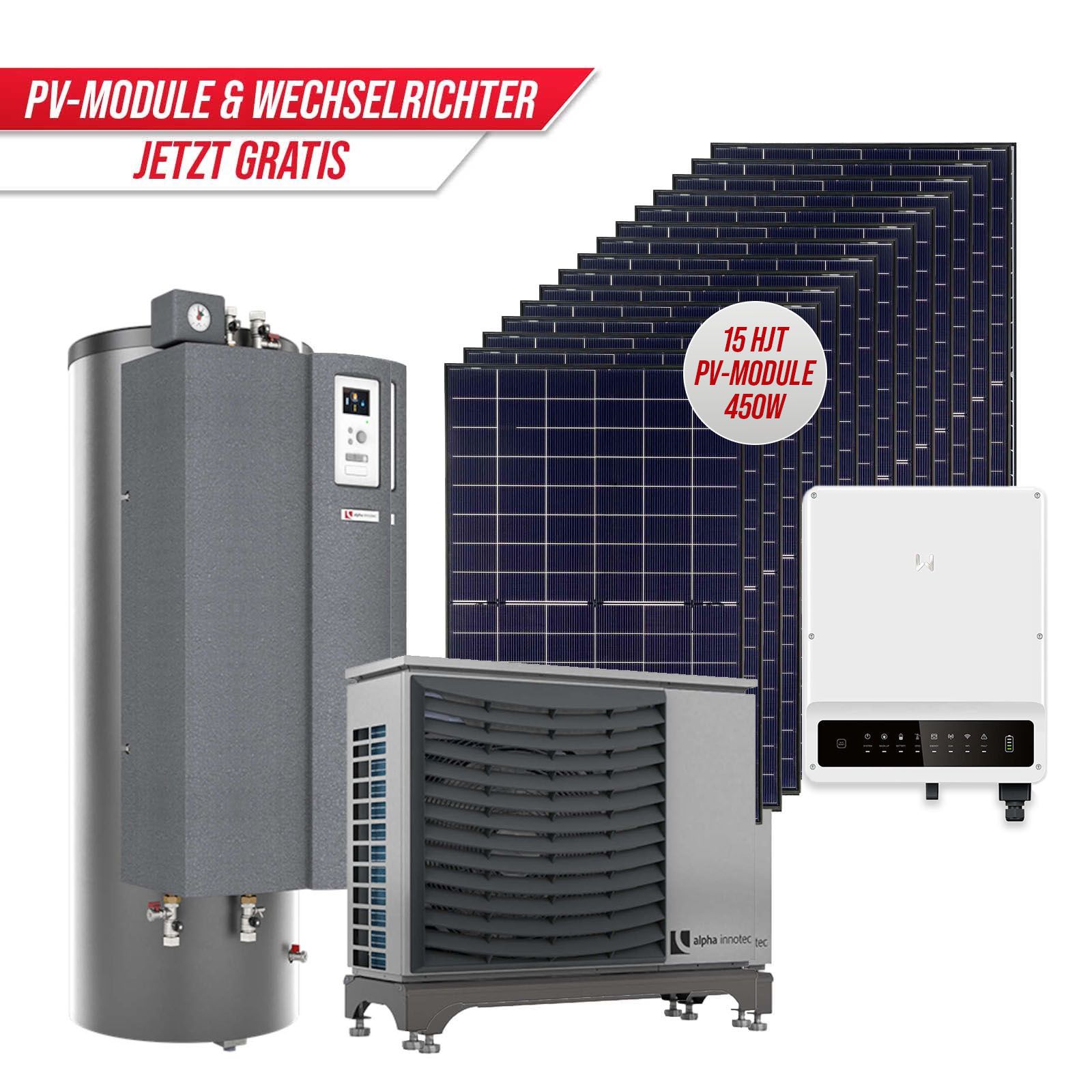 Autarkie Aktionspaket: Wärmepumpe Jersey 7-1 mit GRATIS 6,75 kWp PV-Anlage inkl. GoodWe Wechselrichter