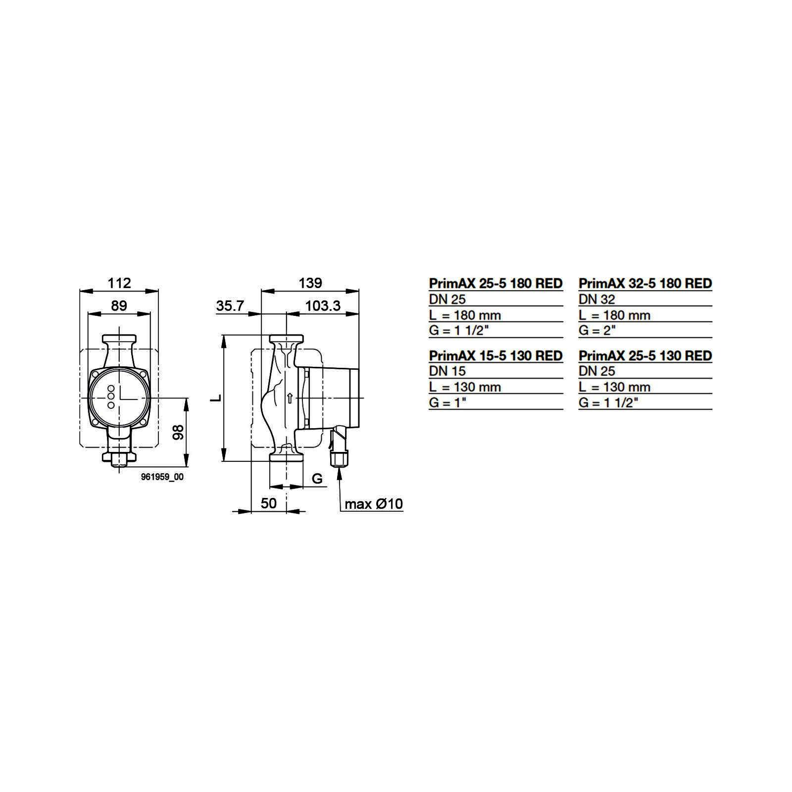 Biral HE-Umwälzpumpe PrimAX T2 25-5 180 RED G 1 1/2 230V mit Wärmedämmschale