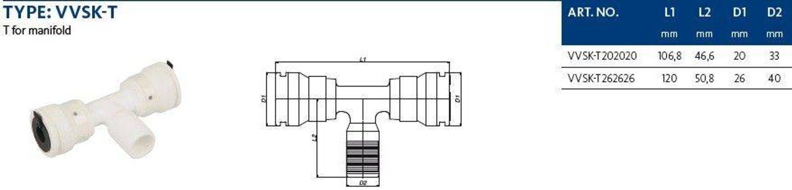 Aluverbund Steckfitting Henco Vision T-Stück Verteiler 26 x 3