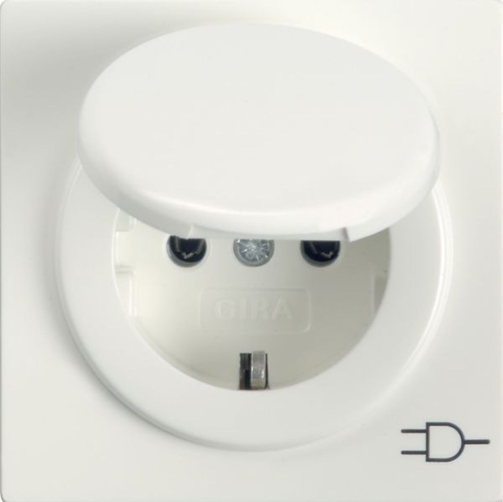 Gira Steckdose 1-fach reinweiß mit UP Klappd IP20 S Color 045440 Schutzkontakt