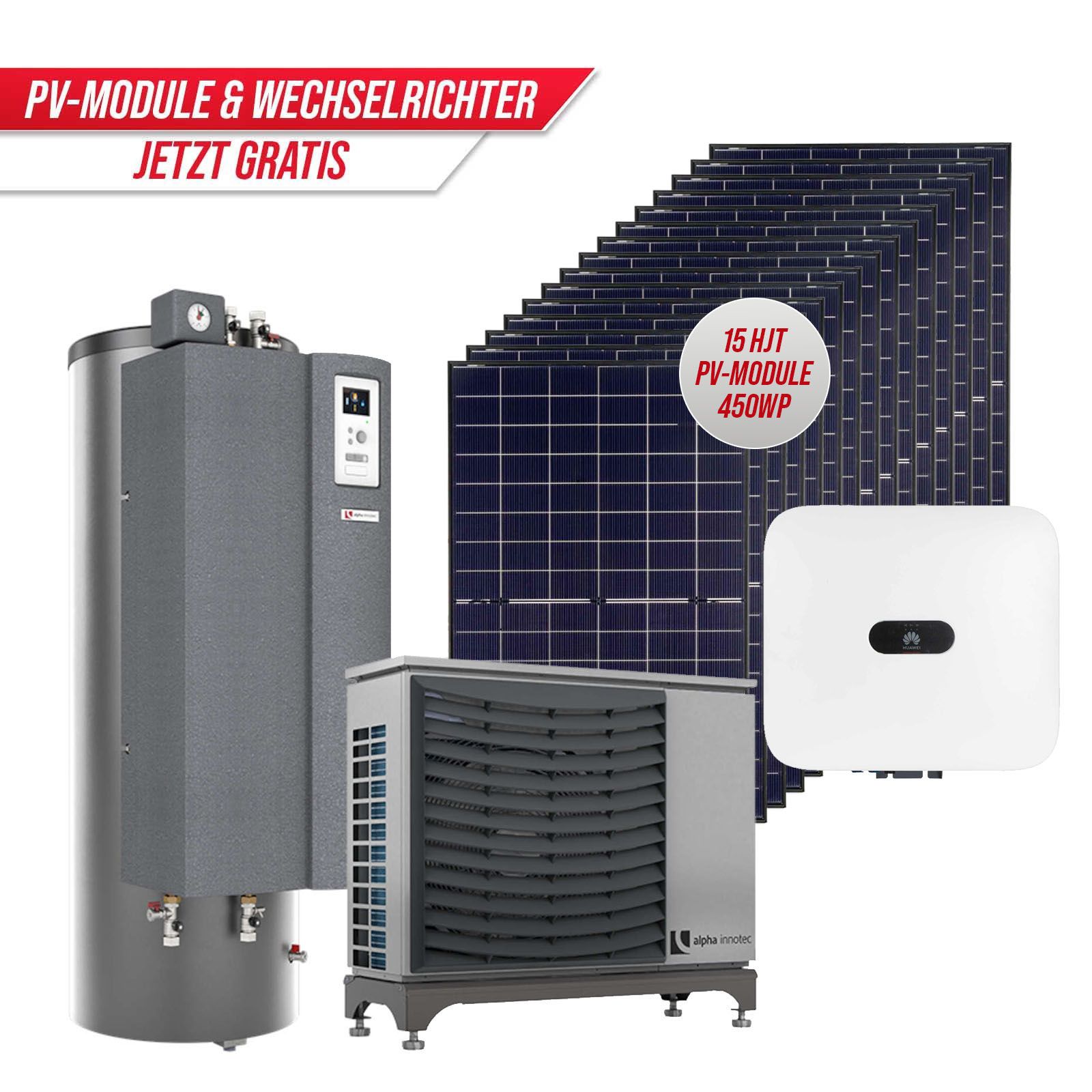 Autarkie Aktionspaket: Wärmepumpe Jersey 7-1 mit GRATIS 6,75 kWp PV-Anlage inkl. HUAWEI Wechselrichter