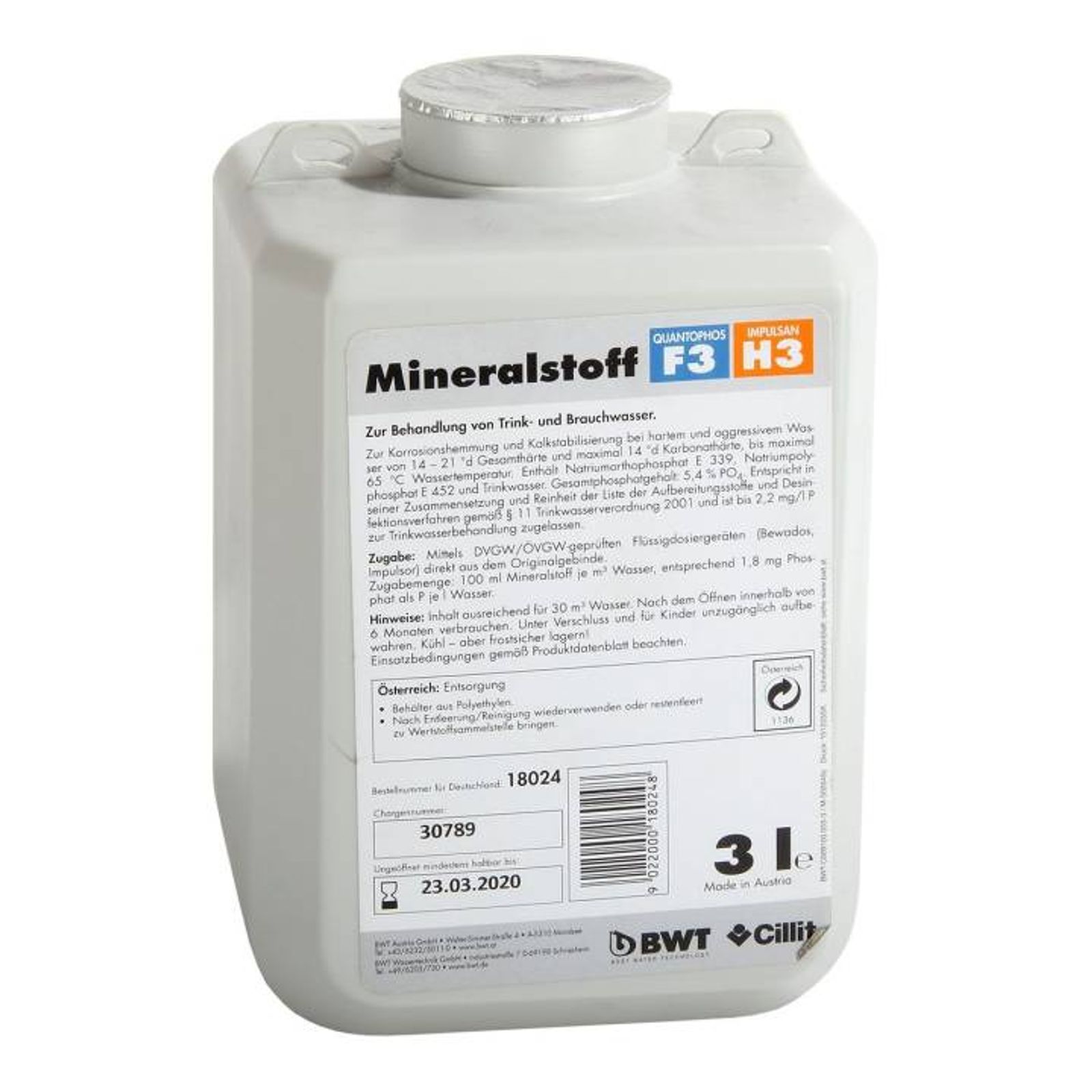 BWT Mineralstoff-Dosierlösung Quantophos F3/H3 3 L