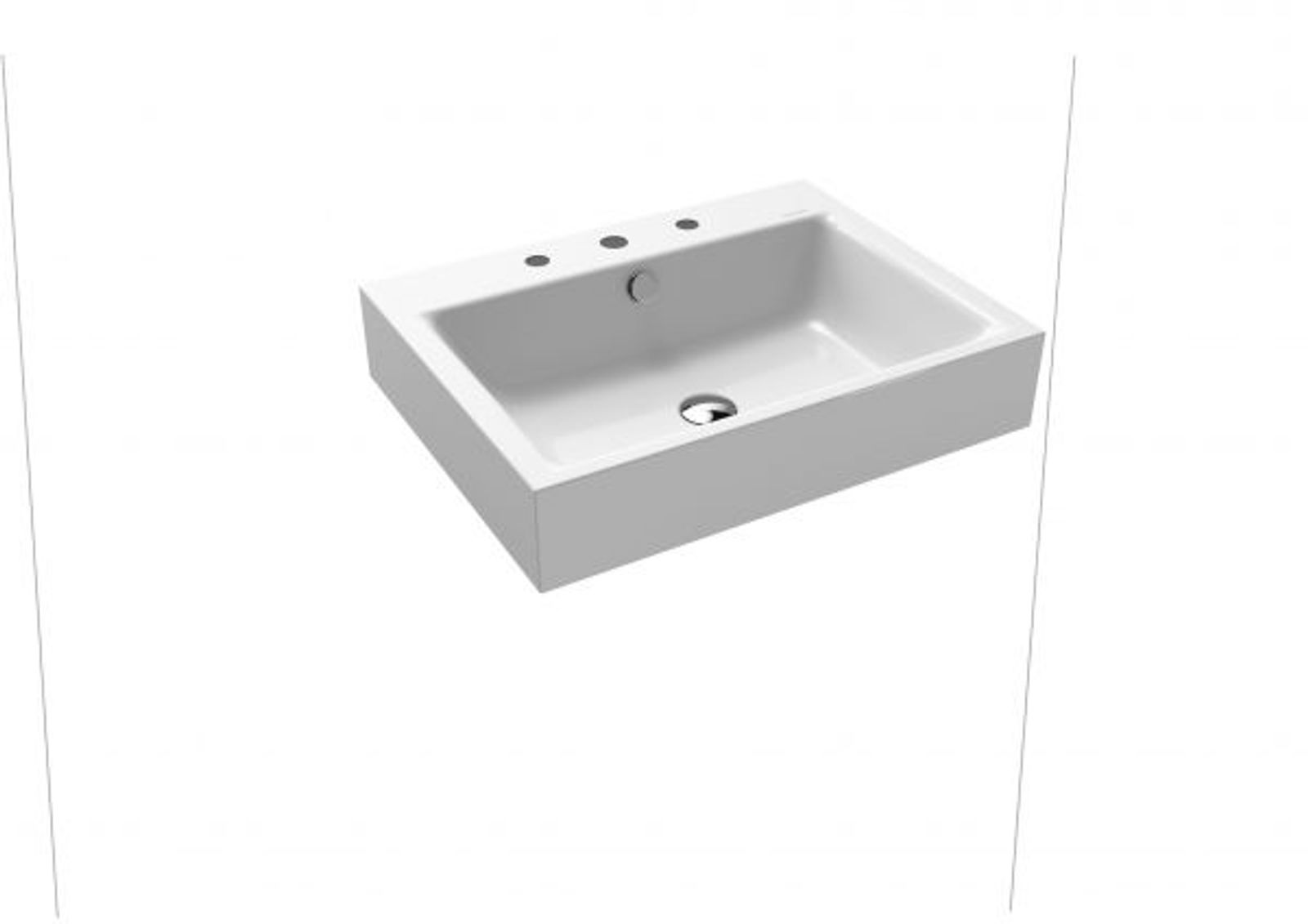 Kaldewei Wand-Waschtisch PURO M 3164m ÜL 600x460 mit ÜL 1x1Hl Schallsch alpinw