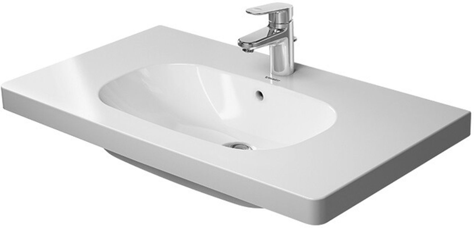 Möbelwaschtisch D-Code 850 mm mit ÜL, mit HLB, 1 HL, weiß