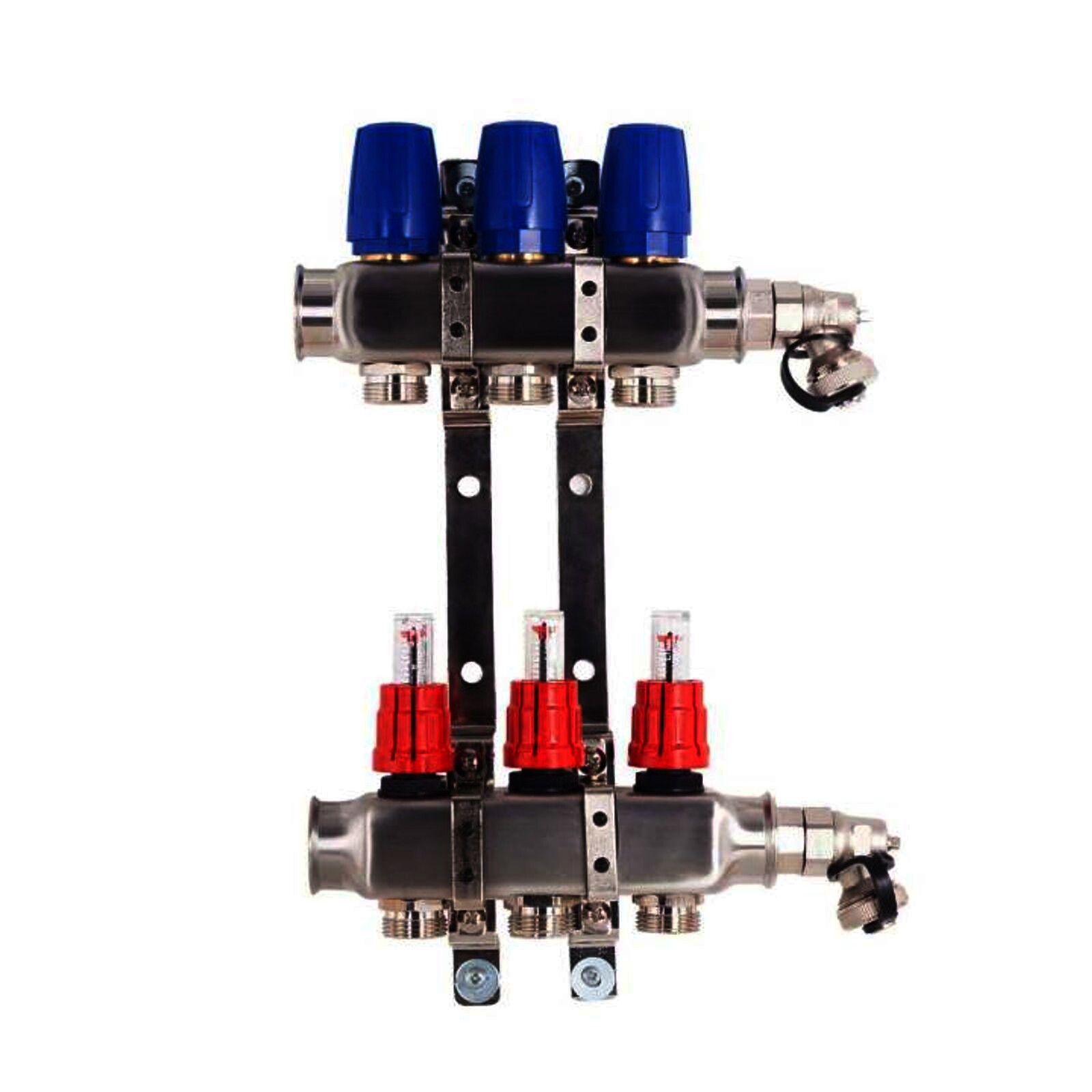 Heizkreisverteiler BASIC für Fußbodenheizung 3 Heizkreise mit Kugelhahn-Set
