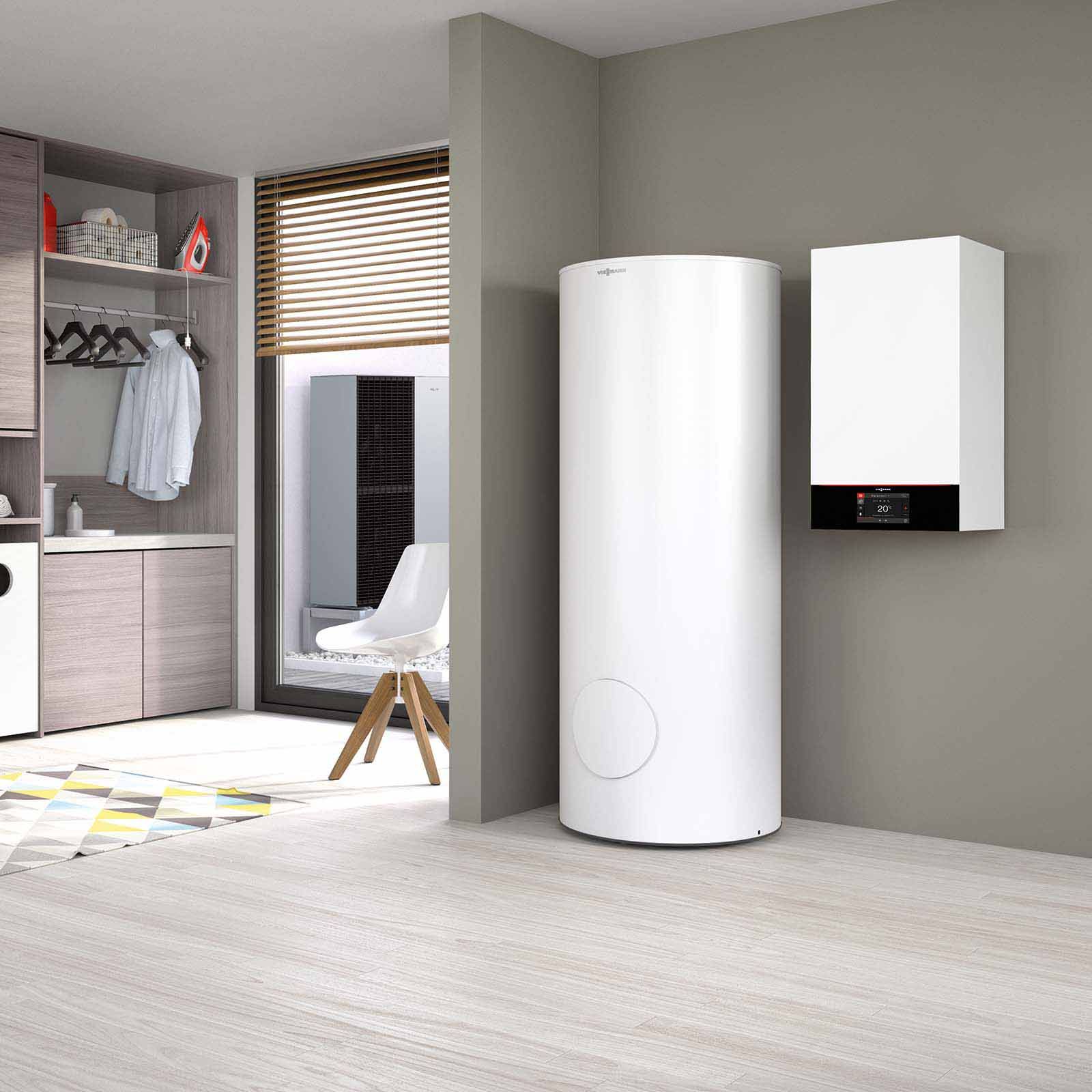 Viessmann Paket Vitocal 150-A Luft/Wasser-Wärmepumpe 5,6 kW AWO-M-E-AC 151.A06 230V Monoblock mit Speicher Vitocell 100-V CVWC 250l