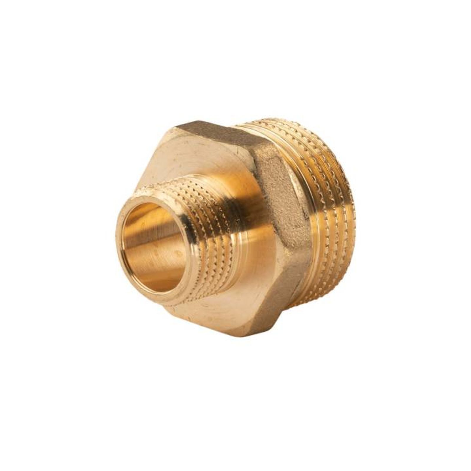 Messing Gewinde-Fitting Reduziernippel 1"AG (DN 25) - 1/2"AG (DN 15) - schwere Ausführung