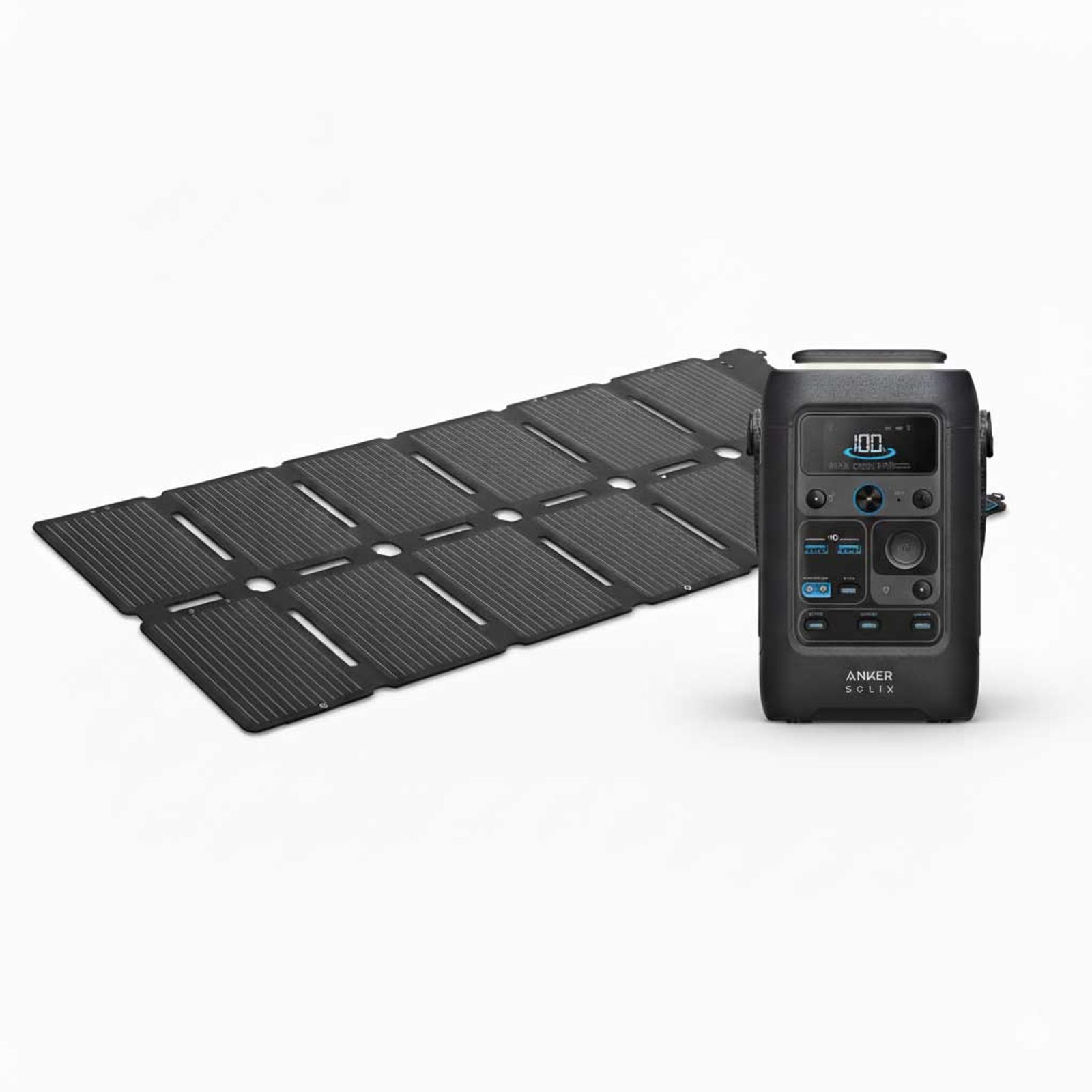 Anker SOLIX C300X DC + PS100X Set – Tragbare Powerstation mit 100W Solarpanel
