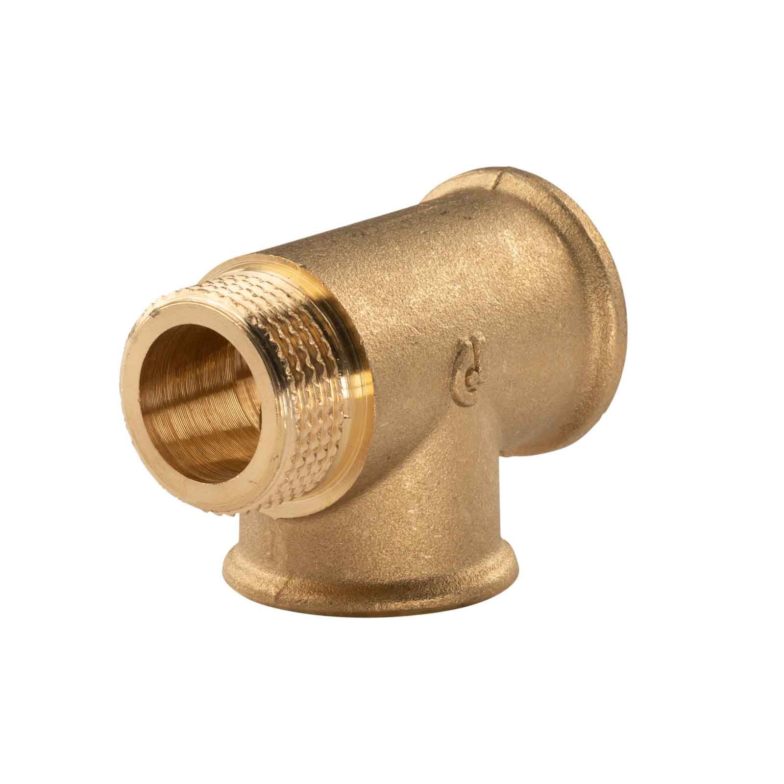 Messing Gewinde-Fitting T-Stück 3/4" IG - 3/4" IG - 3/4" AG (DN20) - schwere Ausführung