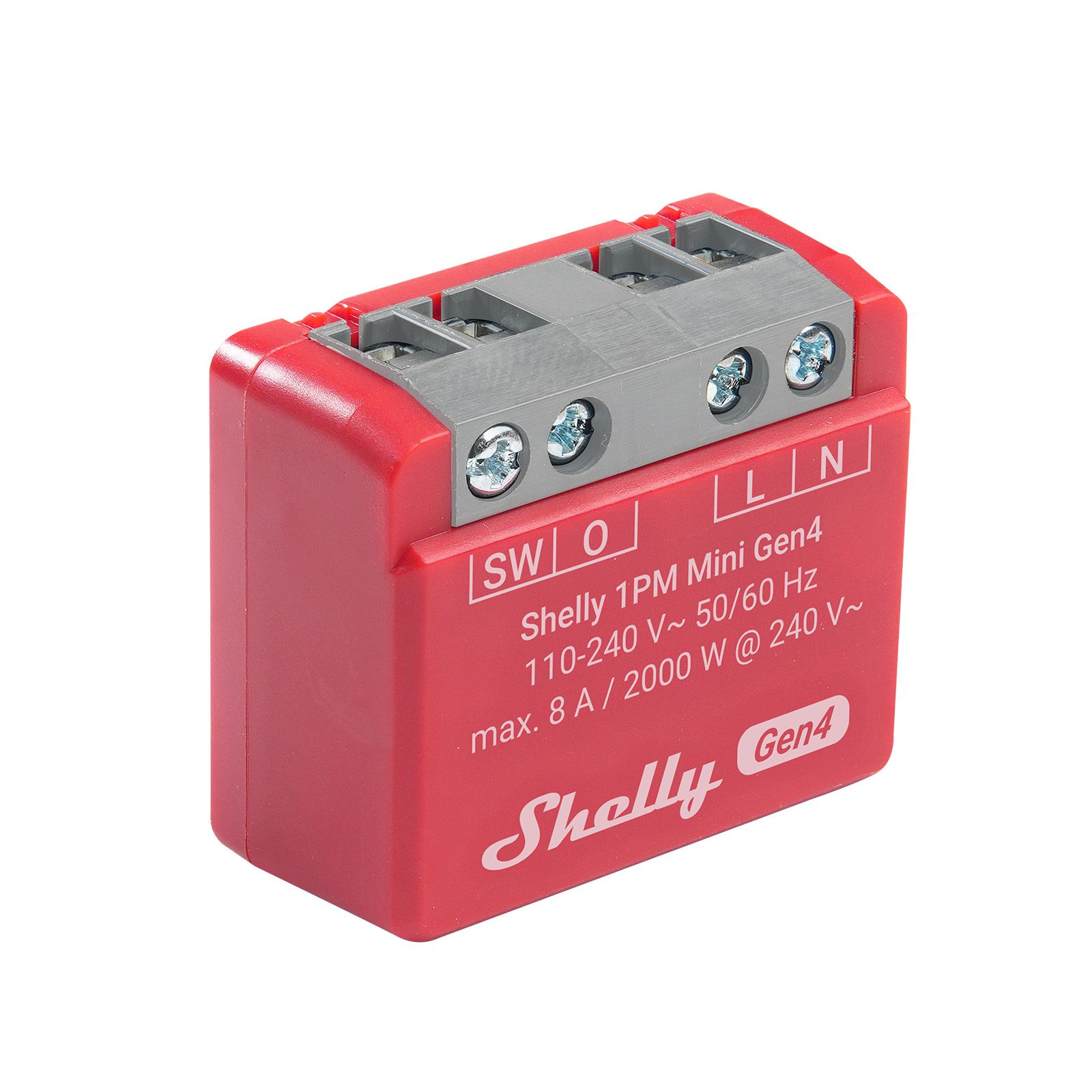 Shelly 1PM Gen4 1-Kanal-Relais WLAN-gesteuerter Smart-Schalter mit potentialfreien Kontakten max. 16A, WLAN, Matter, Zigbee, BT, unterputz