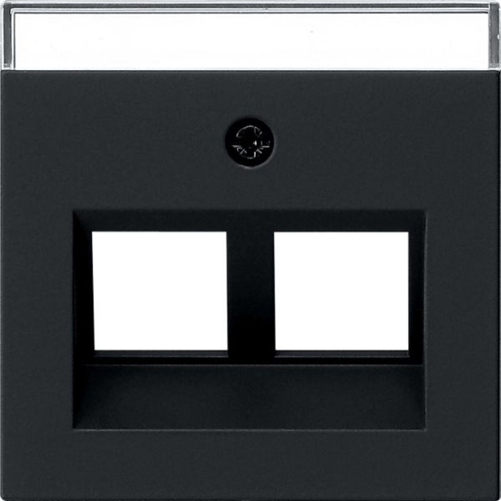 Gira Zentralplatte Mod-Jack schwarz mit System 55 2640005 mit Beschr.Feld