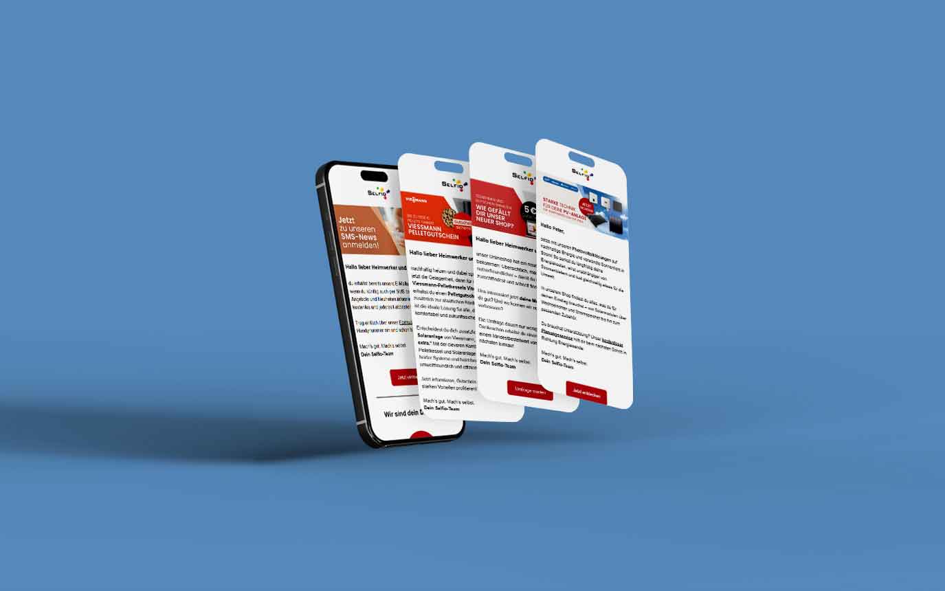 Handy mit Selfio Newsletter