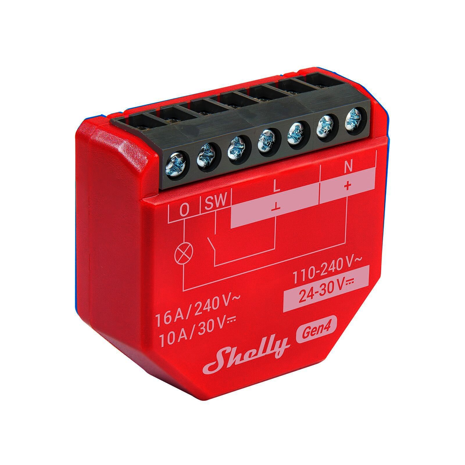 Shelly 1PM Gen4 1-Kanal-Relais WLAN-gesteuerter Smart-Schalter mit potentialfreien Kontakten max. 16A, WLAN, Matter, Zigbee, BT, unterputz