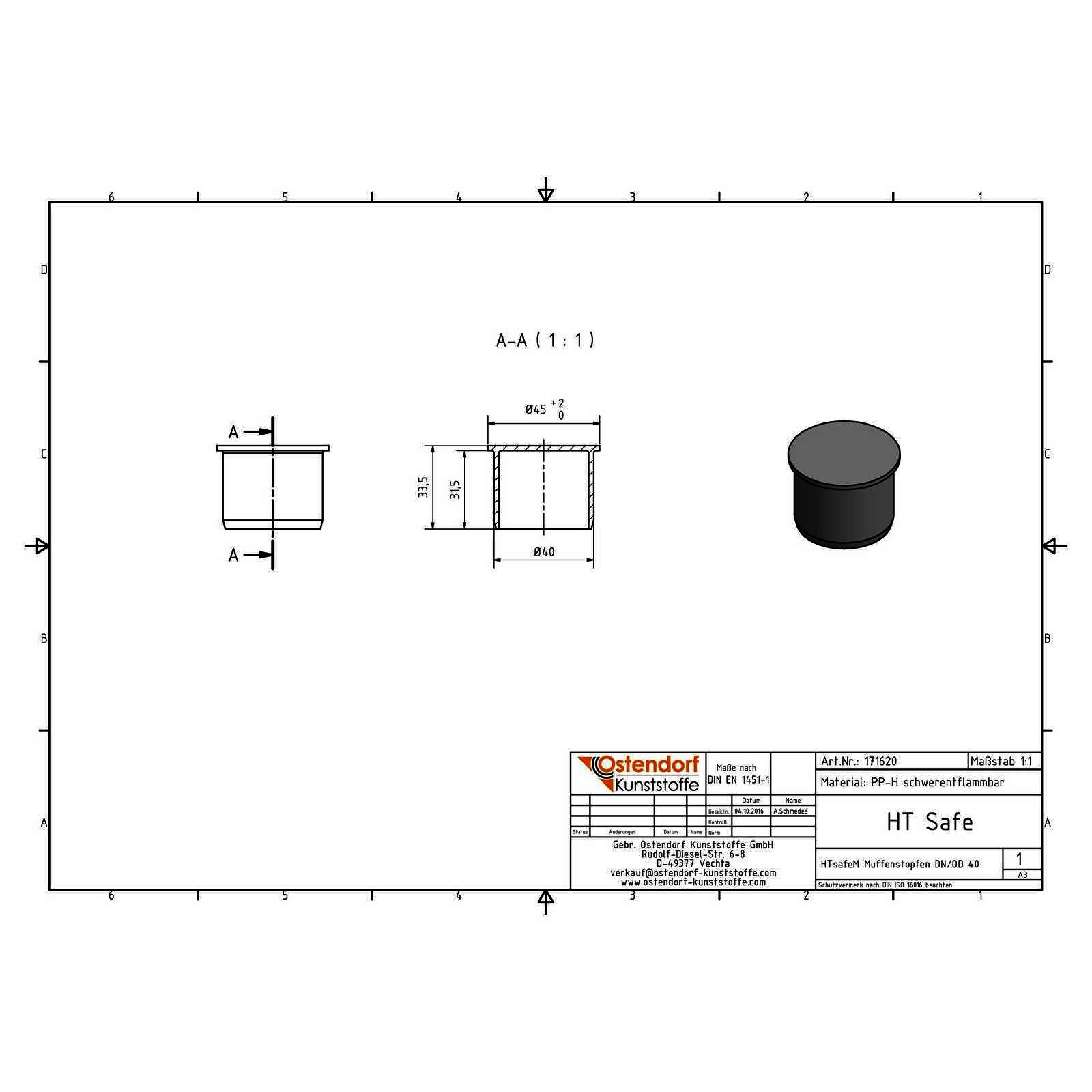 HTsafeM Muffenstopfen DN 40