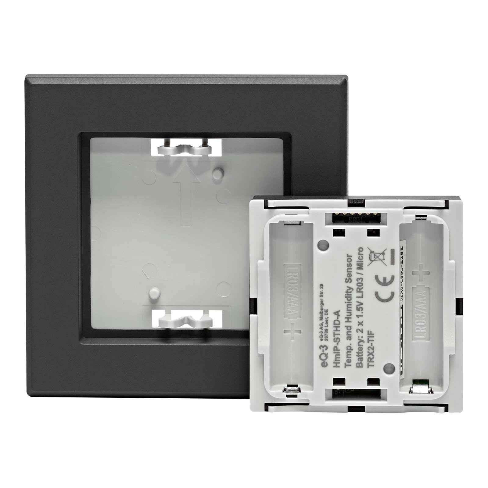 Homematic IP Smart Home Temperatur- und Luftfeuchtigkeitssensor mit Display innen HmIP-STHD-A anthrazit