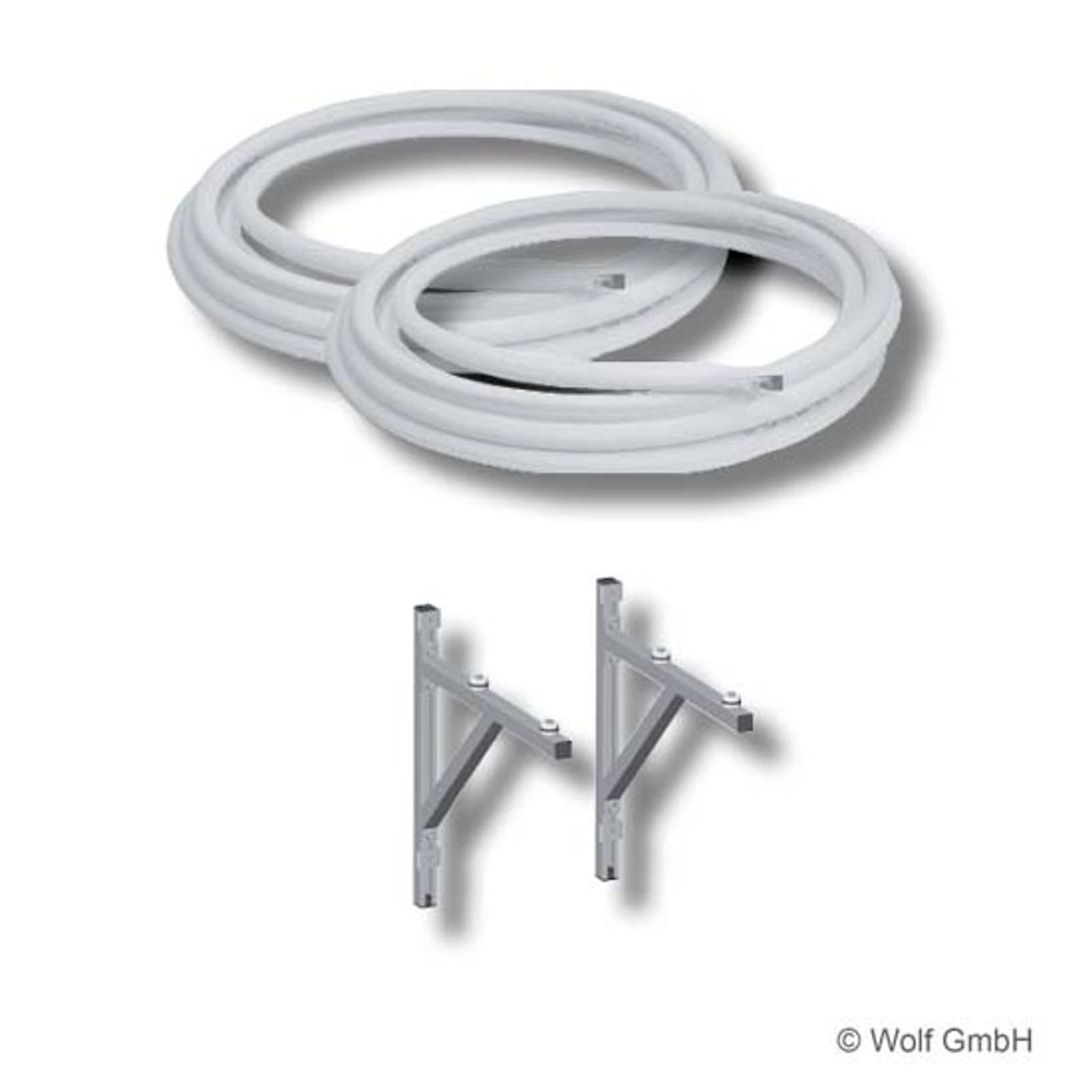 Wolf Paket Kältemittelleitung 10x1mm+16x1mm 25m Rolle mit Wandkonsole für BWL-1S(B)