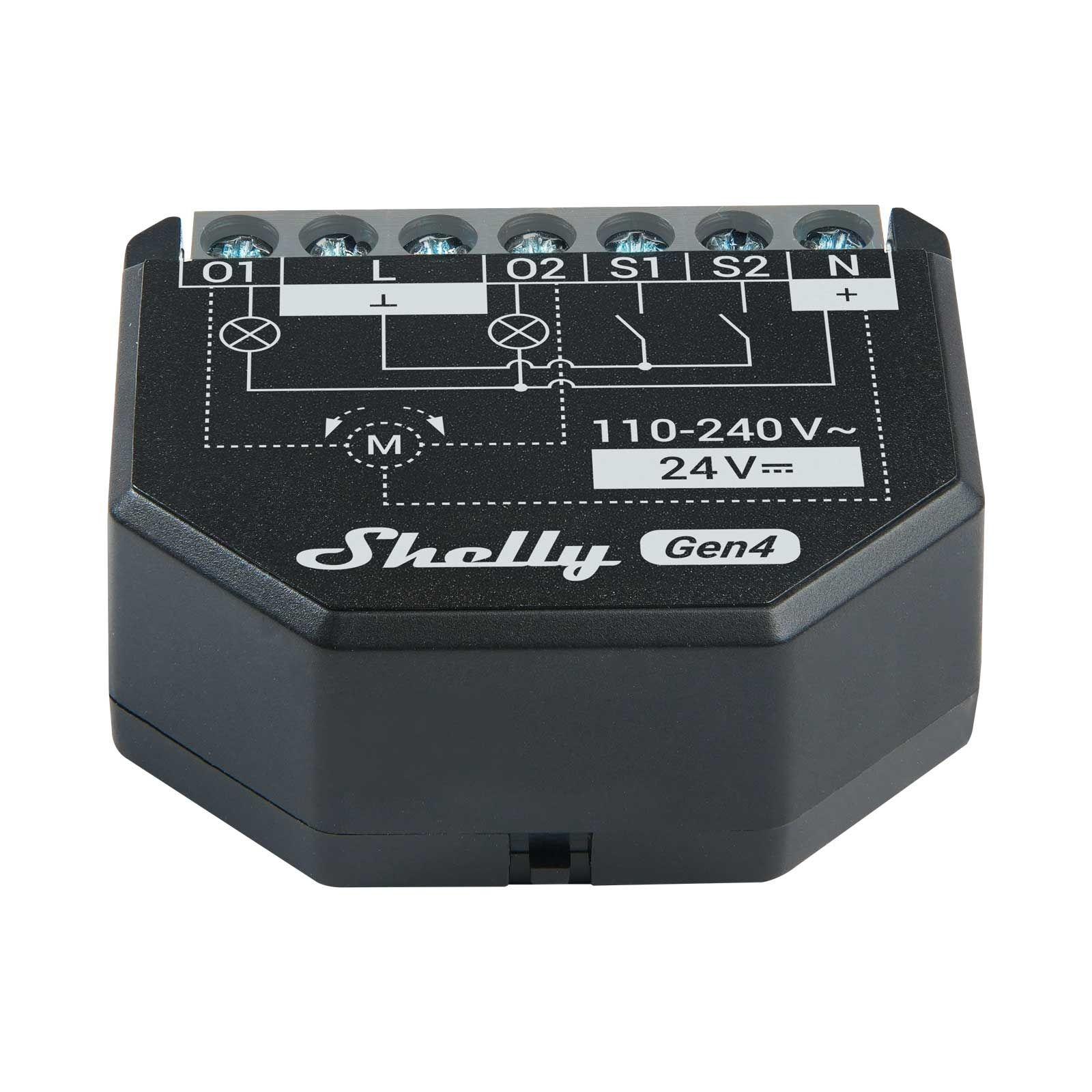 Shelly 2PM Gen4 2-Kanal-Relais WLAN-gesteuerter Smart-Schalter für 2 Stromkreise oder Rollläden max. 16A, WLAN, BT, Unterputz