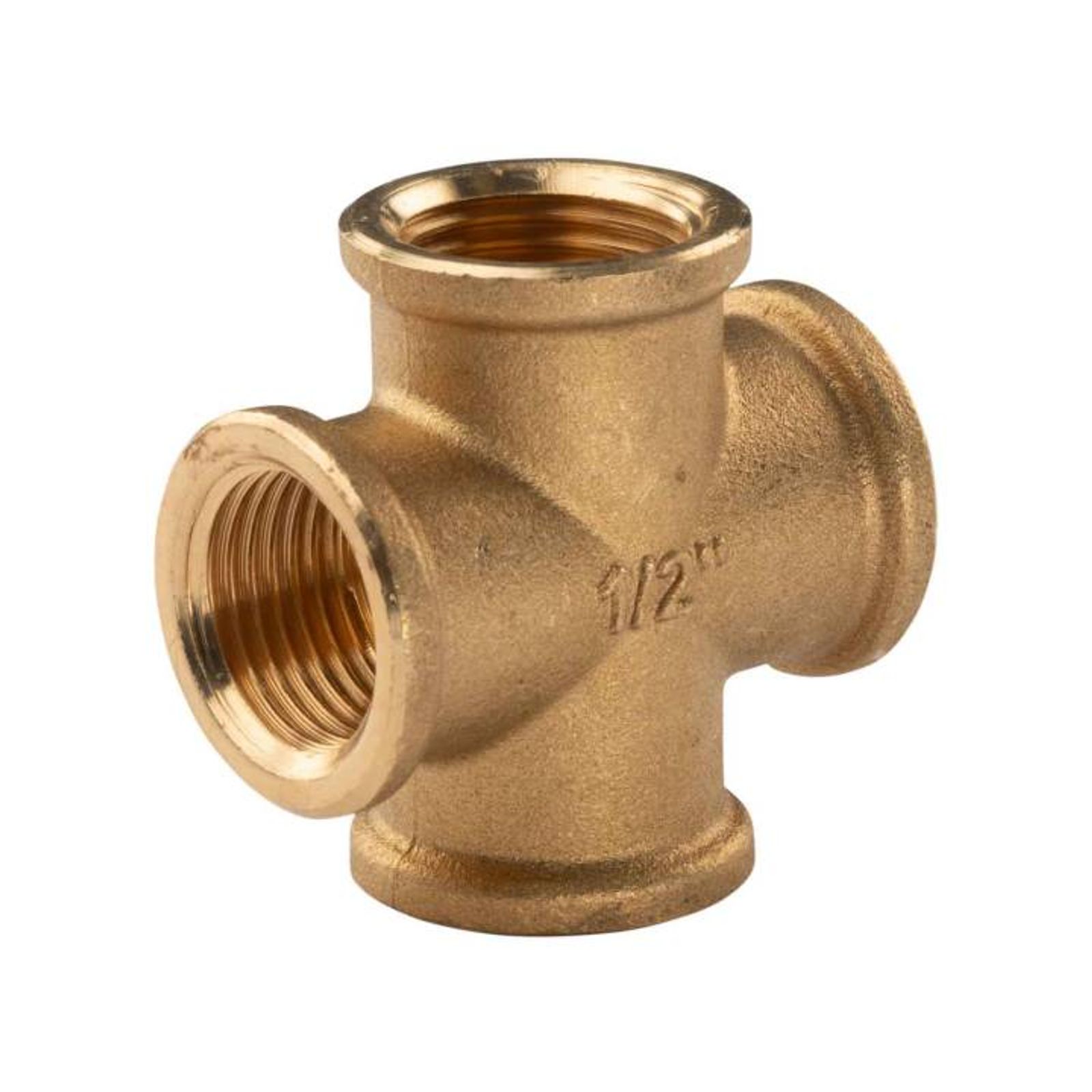 Messing Gewinde-Fitting Kreuzstück 1/2" IG (DN15) - schwere Ausführung