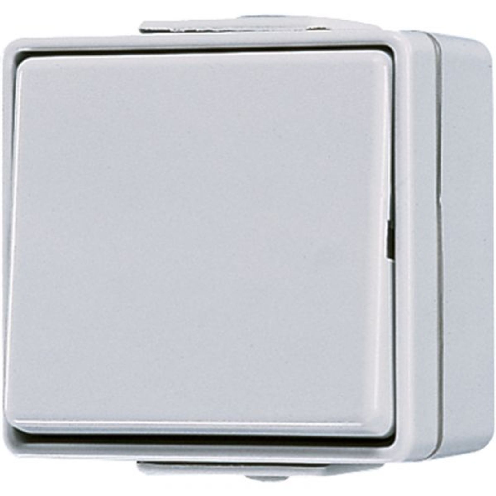 Jung Kreuzschalter glänzend AP IP44 1-fach WG 600 607 W