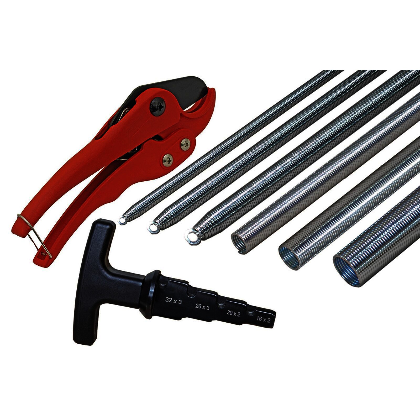 8-teiliges Werkzeug-Komplettset für Alu-Verbundrohr 16 x 2, 20 x 2, 26 x 3, und 32 x 3 mm