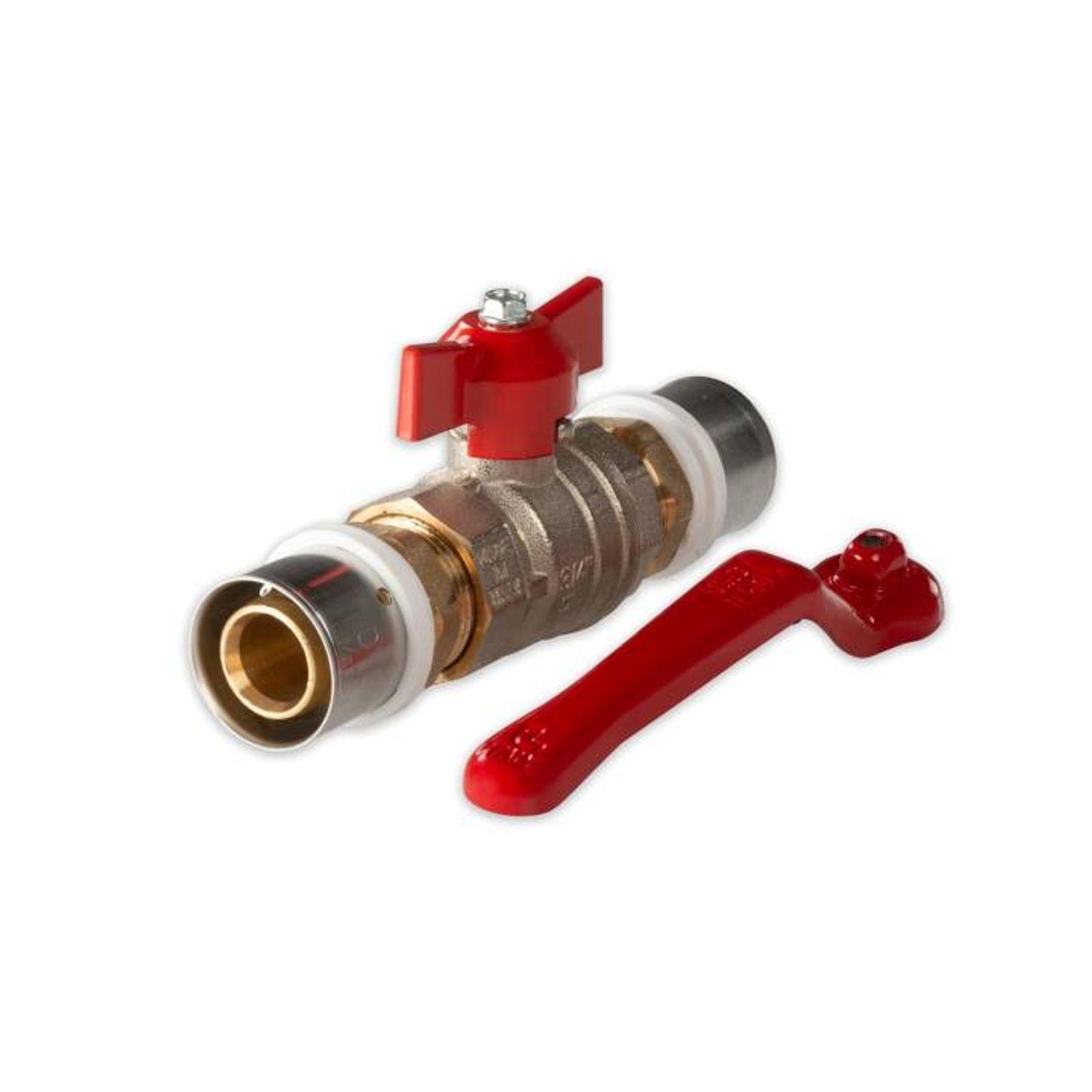 Selfio-Press Aluverbund Pressfitting Kugelhahn 26 x 3 mm Flügelgriff rot TH + U Kontur