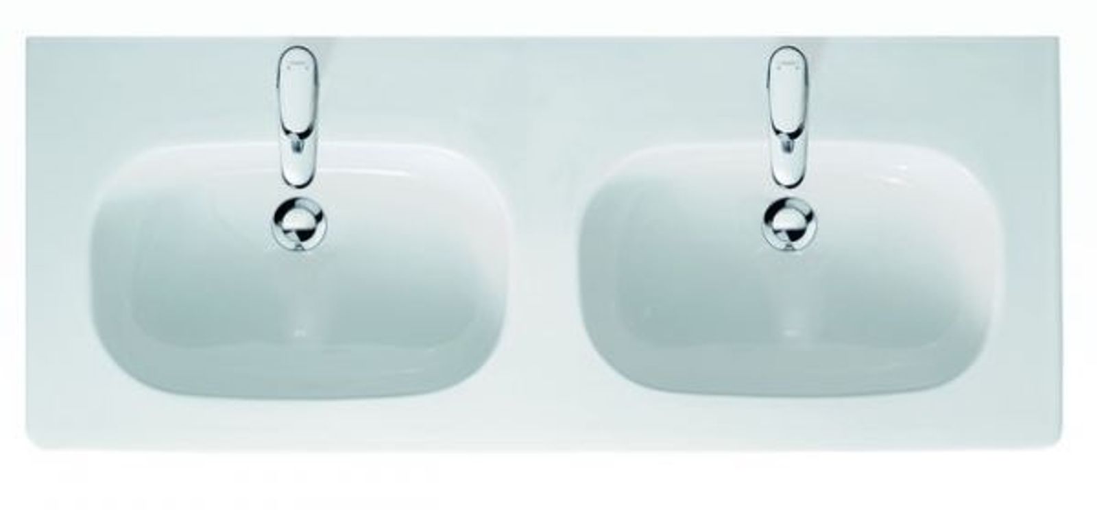 Duravit Möbel-Doppelwaschtisch D-Code 1200 mm mit ÜL mit HLB 1 HL pro Becken weiß