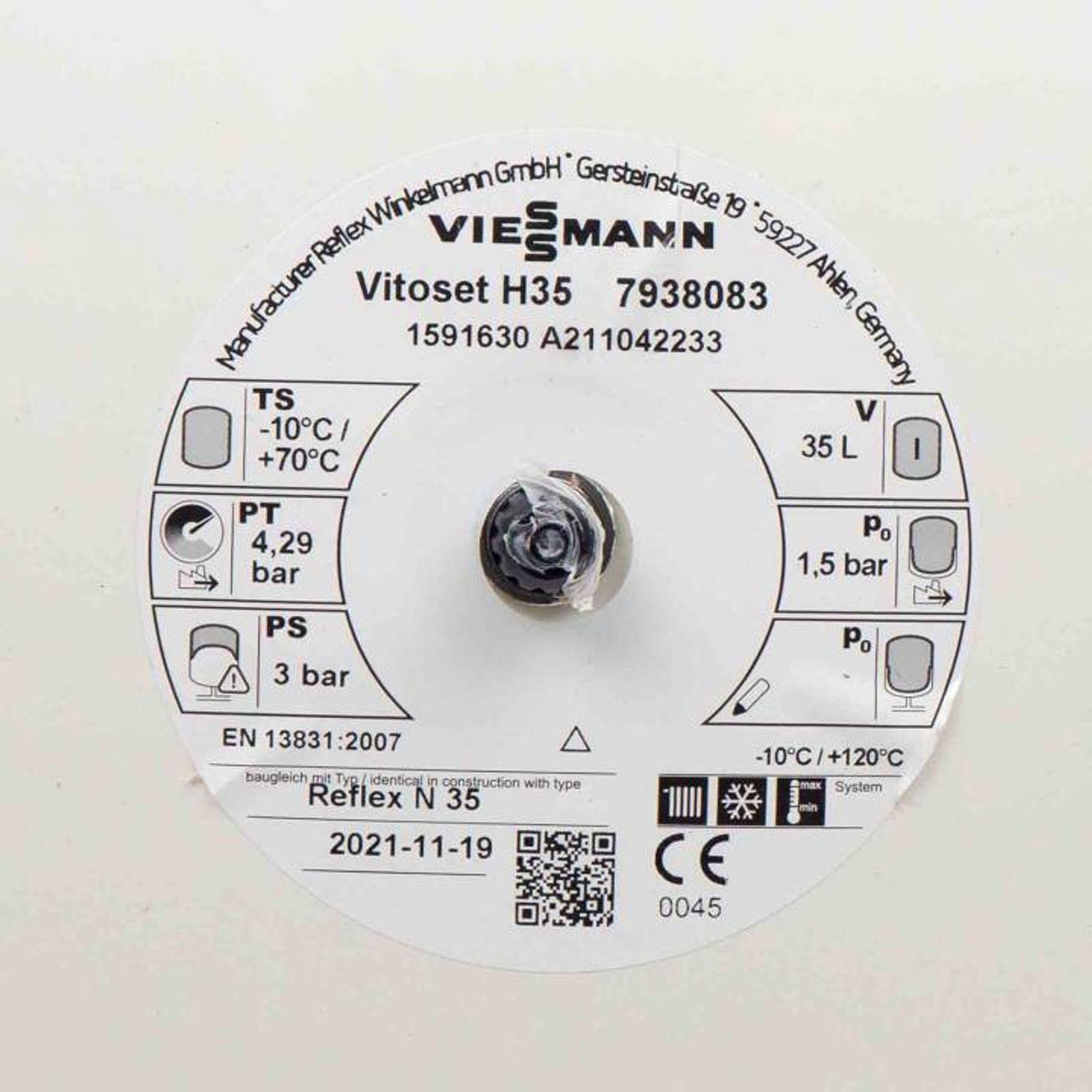 Viessmann Membran-Druckausdehnungsgefäß H 35 35 Liter 3,0 bar weiß