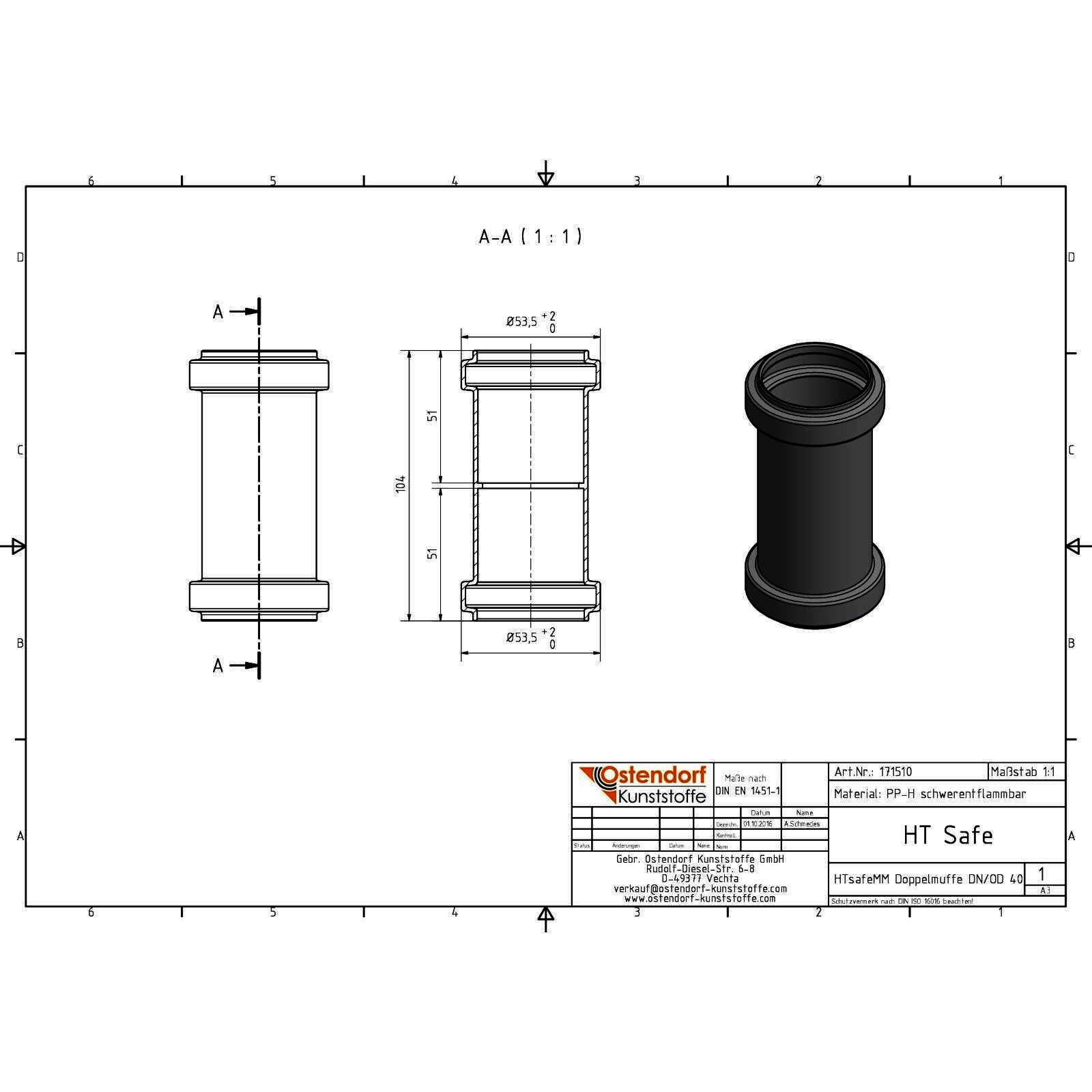HTsafe Doppelmuffe DN40