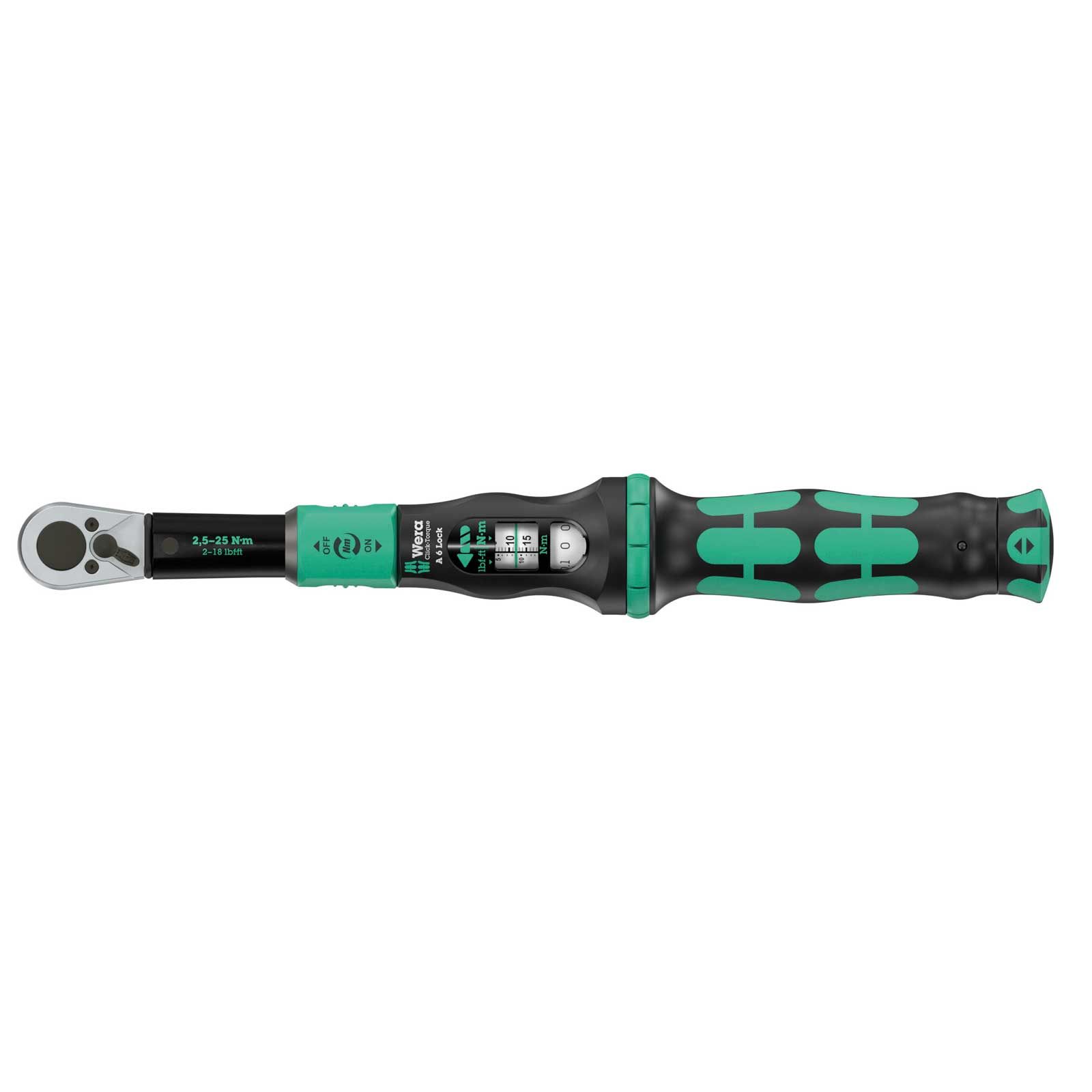 Wera Click-Torque Lock A 6 Drehmomentschlüssel mit Umschaltknarre, 2,5-25 Nm