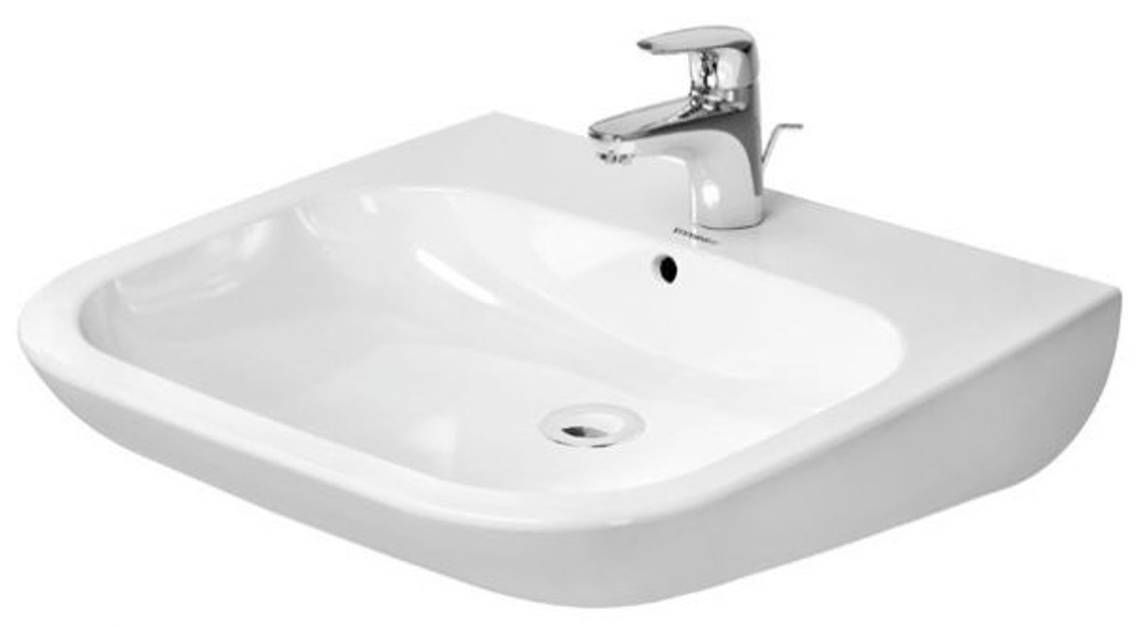 Waschtisch D-Code Vital 600 mm mit ÜL, mit HLB, 1 HL, weiß