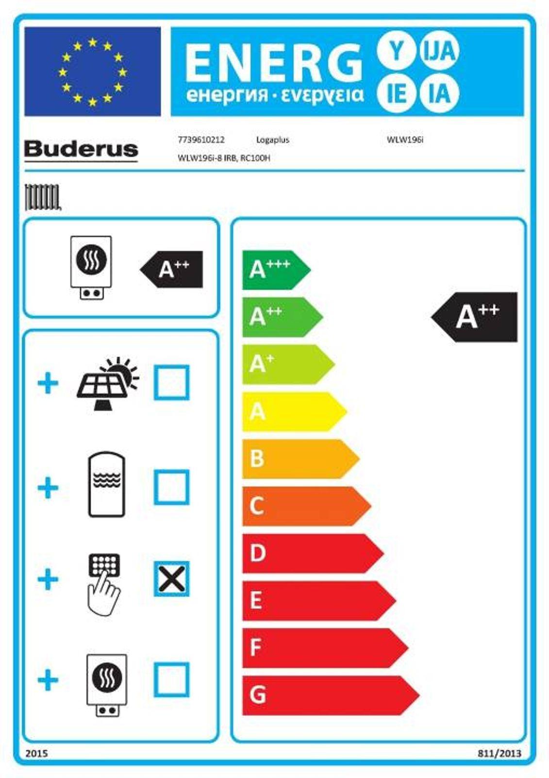 Buderus Wärmepumpenset WLW196i IR-8 S heizen 10,7 kW kühlen 9,25 kW mit Bedieneinheit RC100H Zubehör ohne Speicher