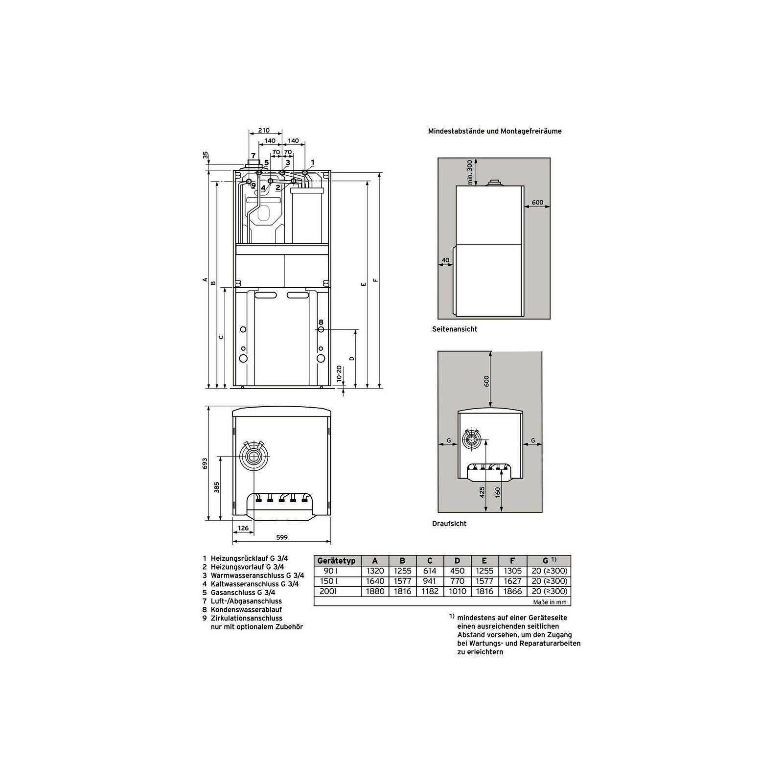 Vaillant Gas-Kompaktgerät ecoCOMPACT VSC 206/4-5 90 4-21 kW, E-Gas