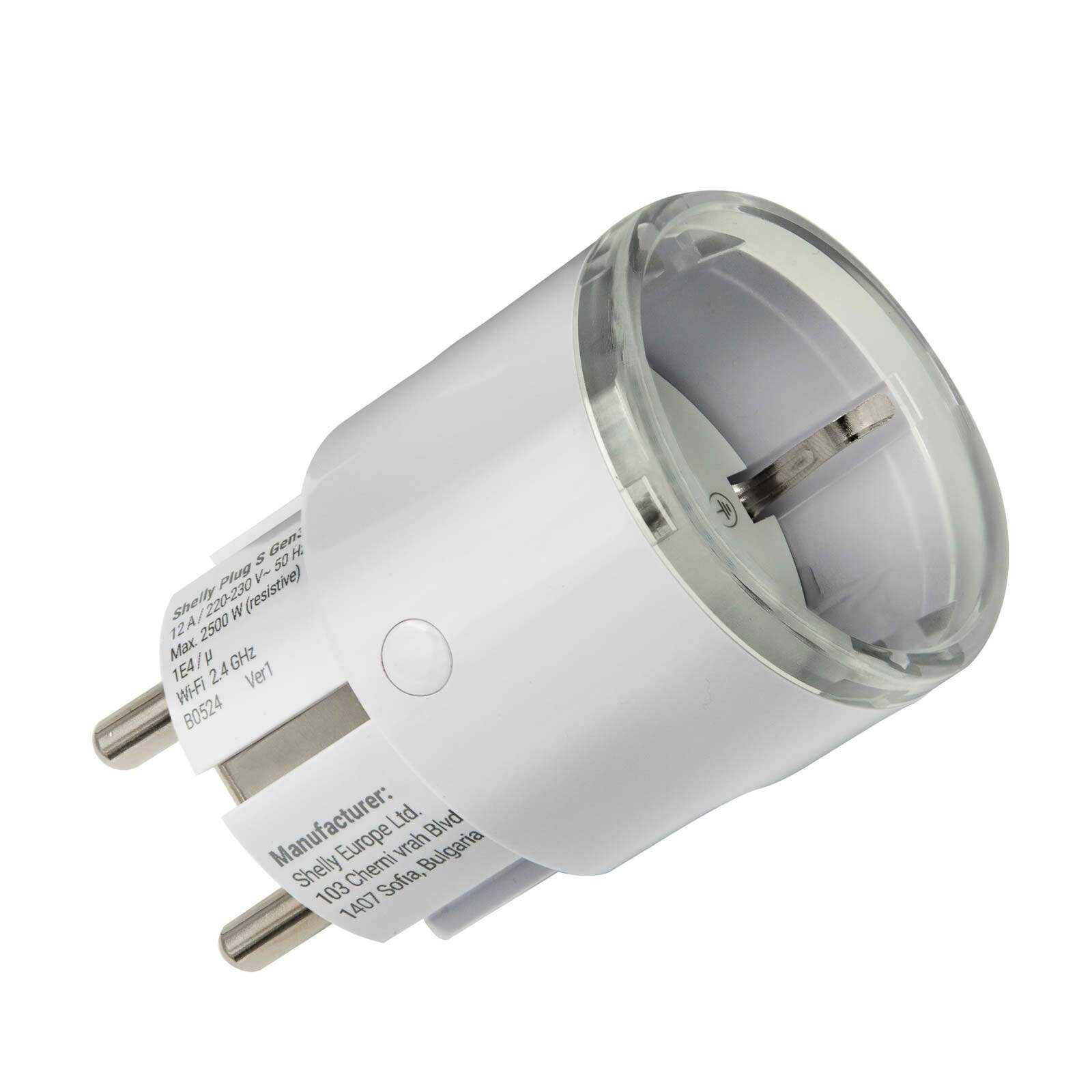 Shelly Plug S Gen3 Smarter, Matter-kompatibler Stecker mit Leistungsmessung, weiß